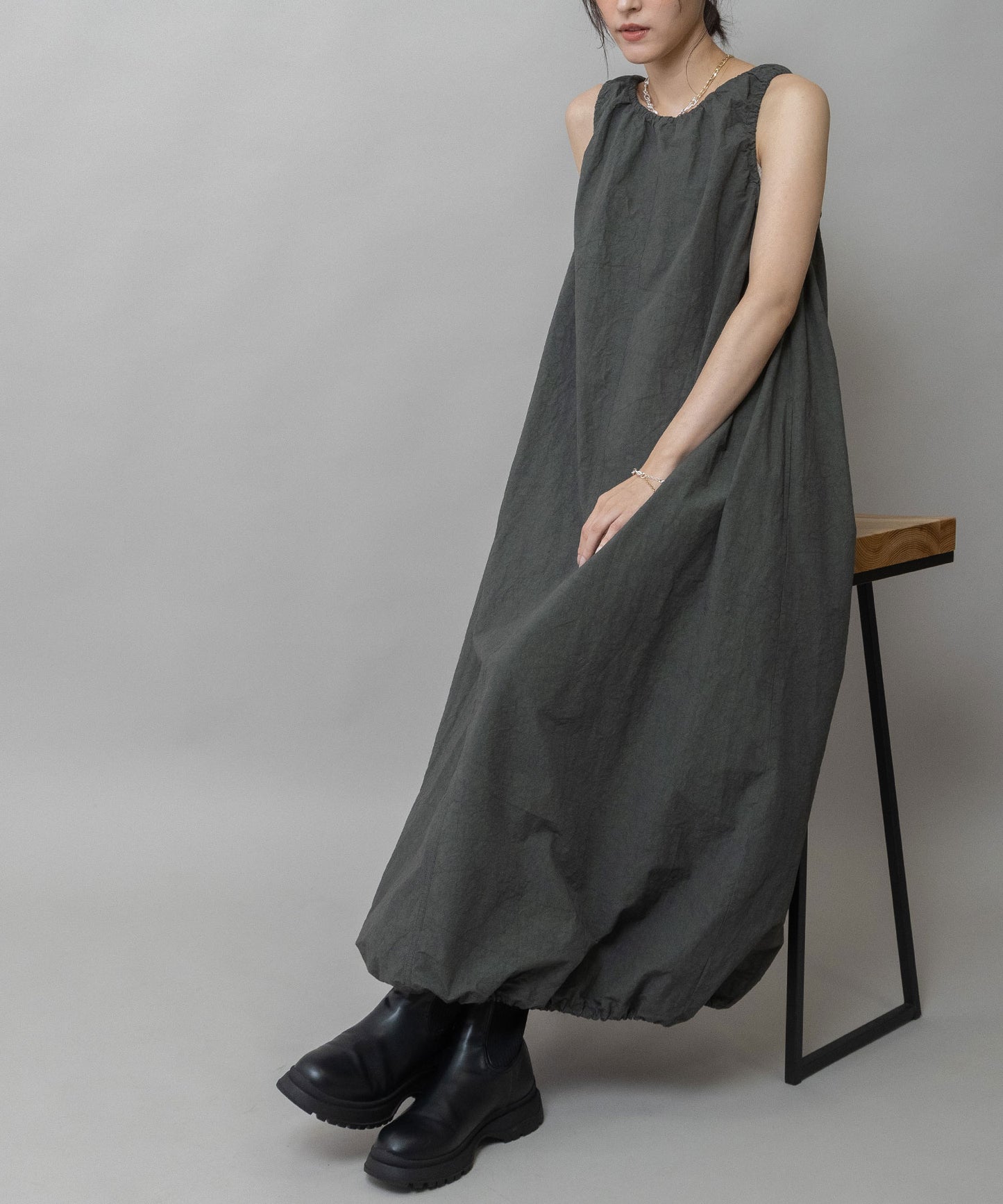 コットンリネンドローストリングワンピース