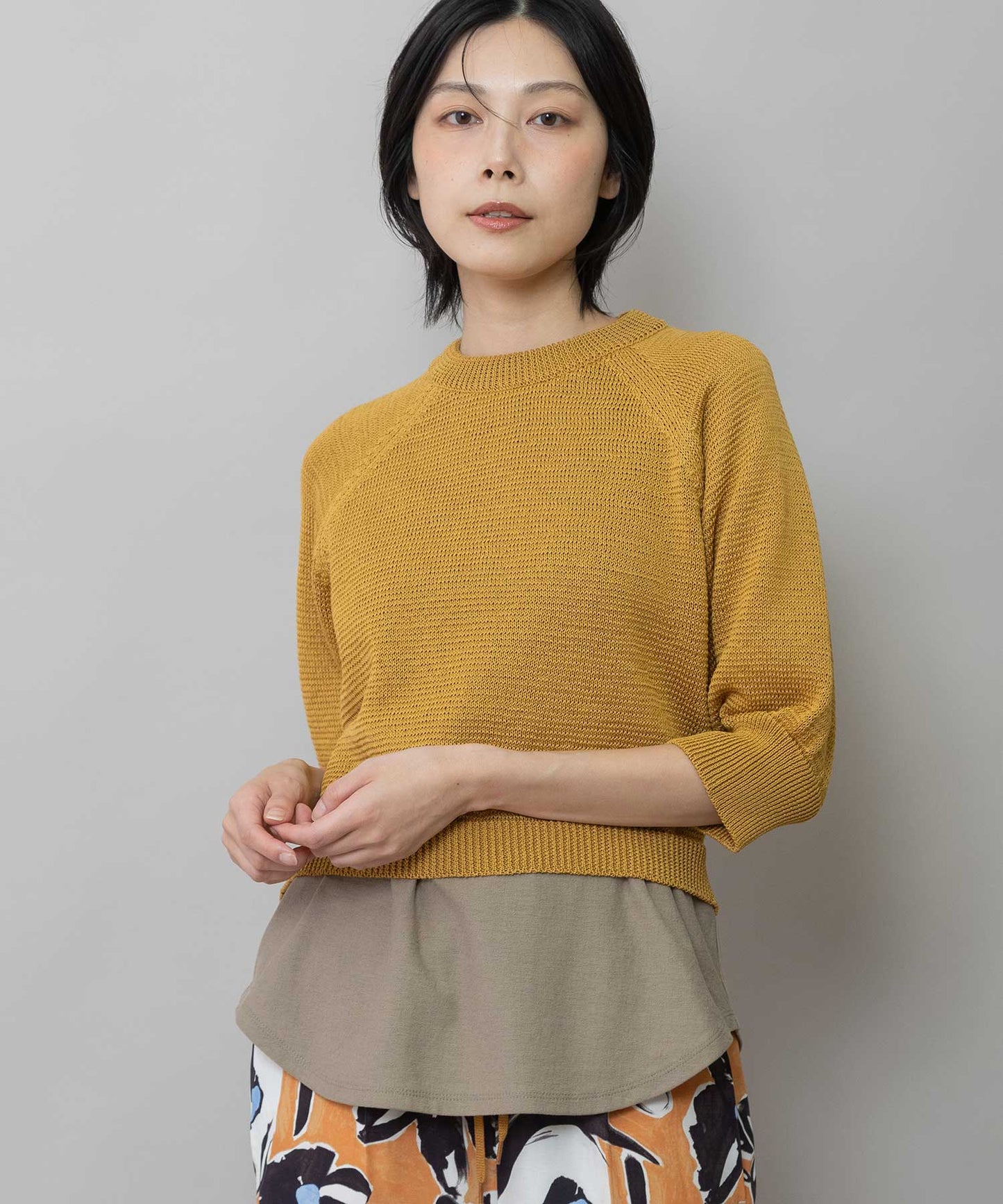 コットンニットバックベルトディテールプルオーバー