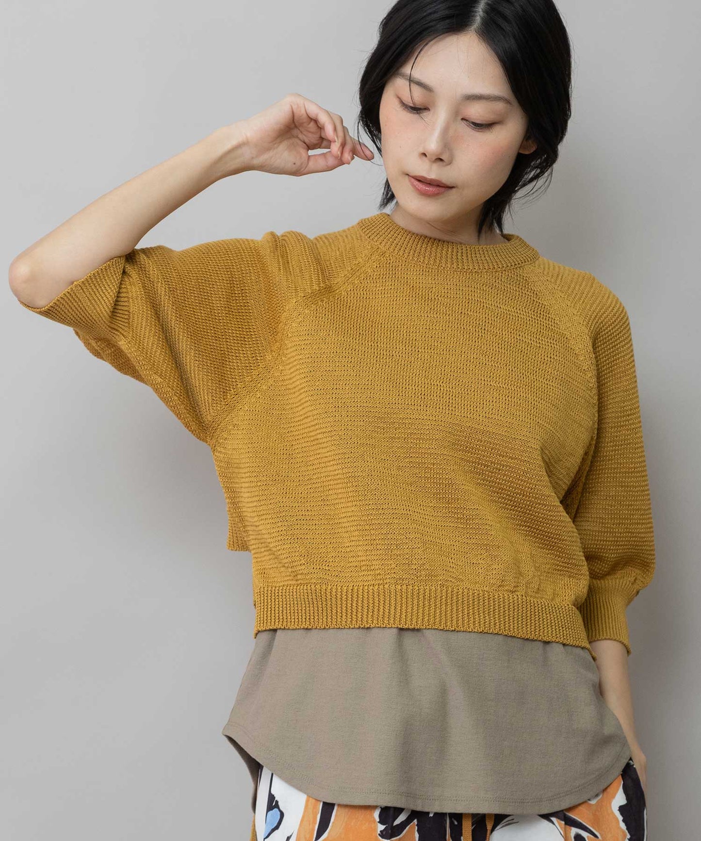 コットンニットバックベルトディテールプルオーバー