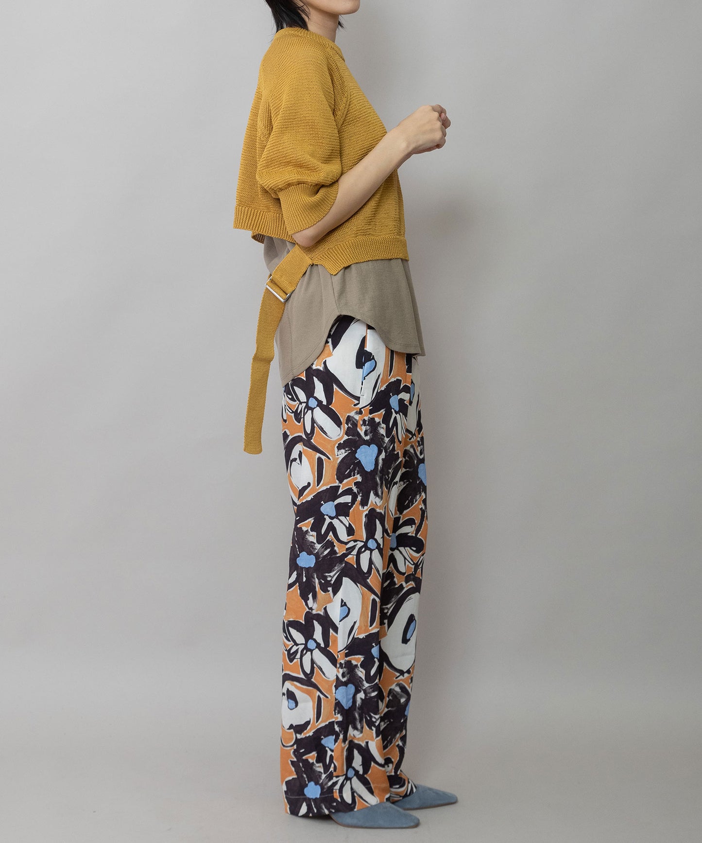 コットンニットバックベルトディテールプルオーバー