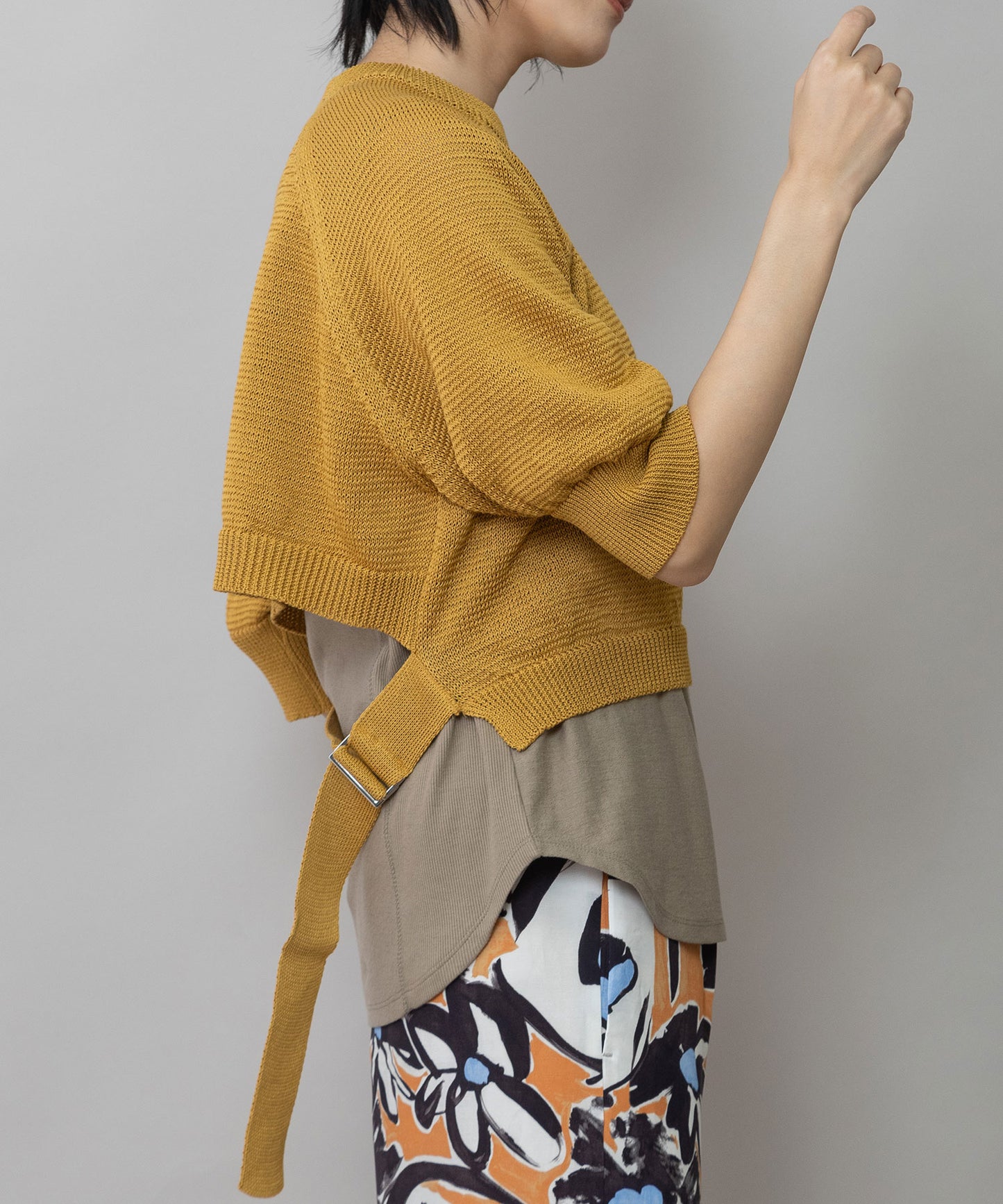 コットンニットバックベルトディテールプルオーバー