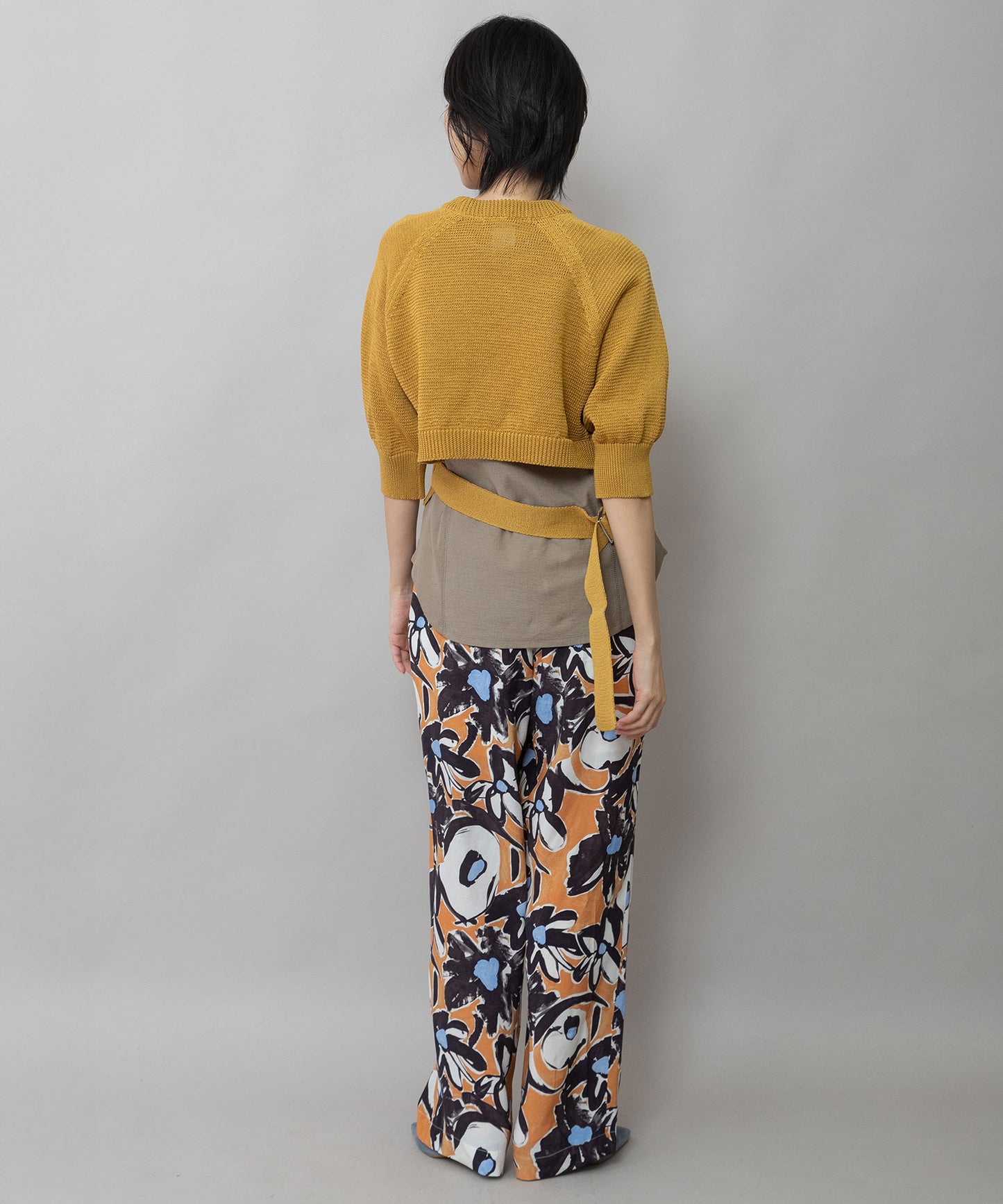 コットンニットバックベルトディテールプルオーバー