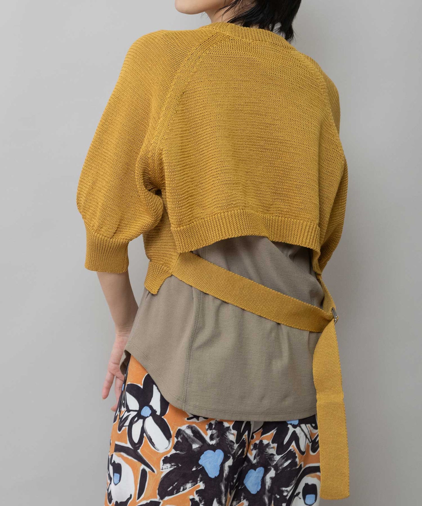 コットンニットバックベルトディテールプルオーバー