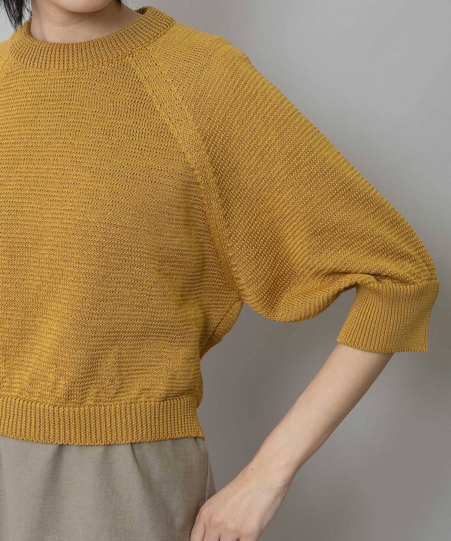 コットンニットバックベルトディテールプルオーバー