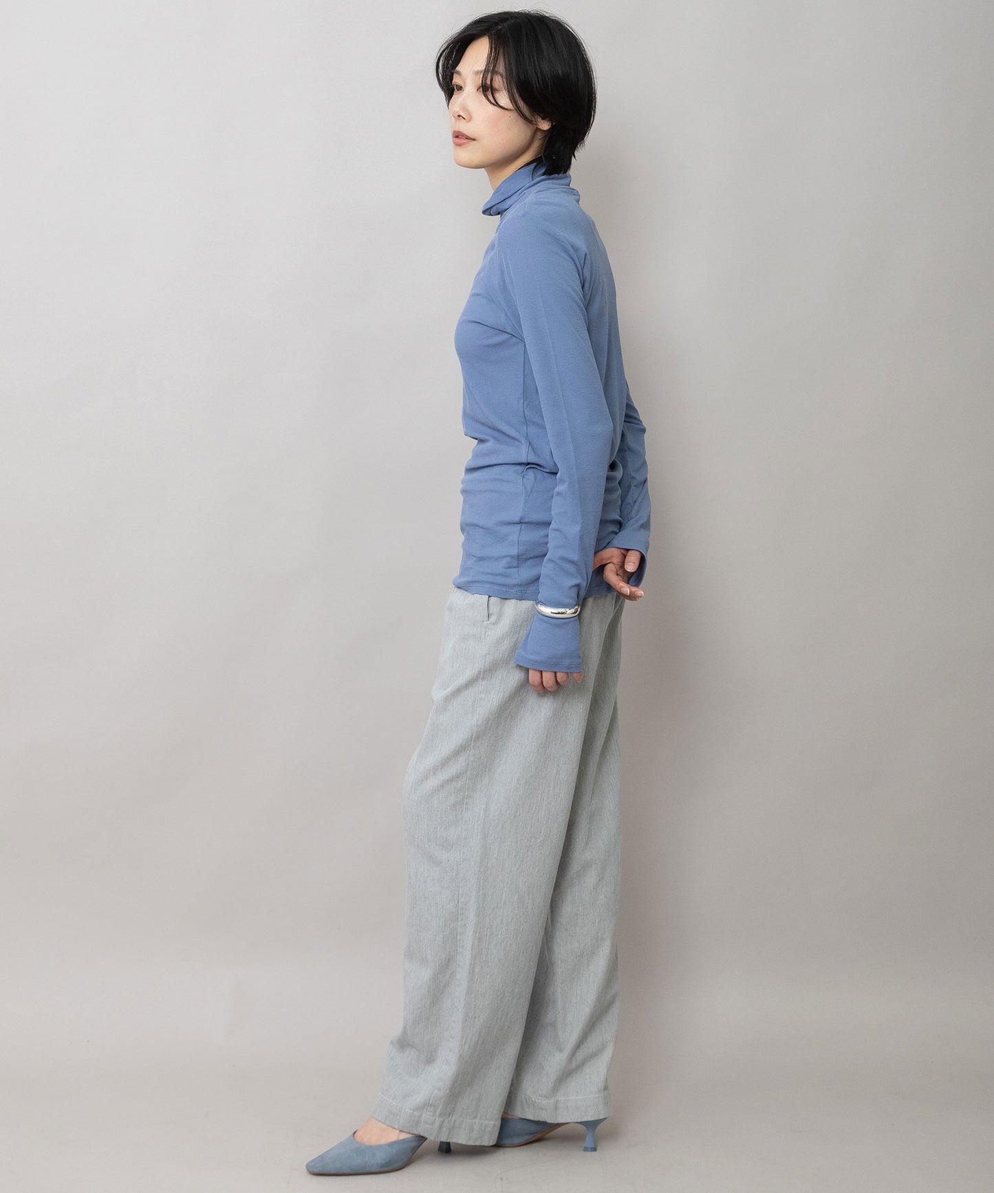 【定番】シアーストレッチリブタートルネックプルオーバー
