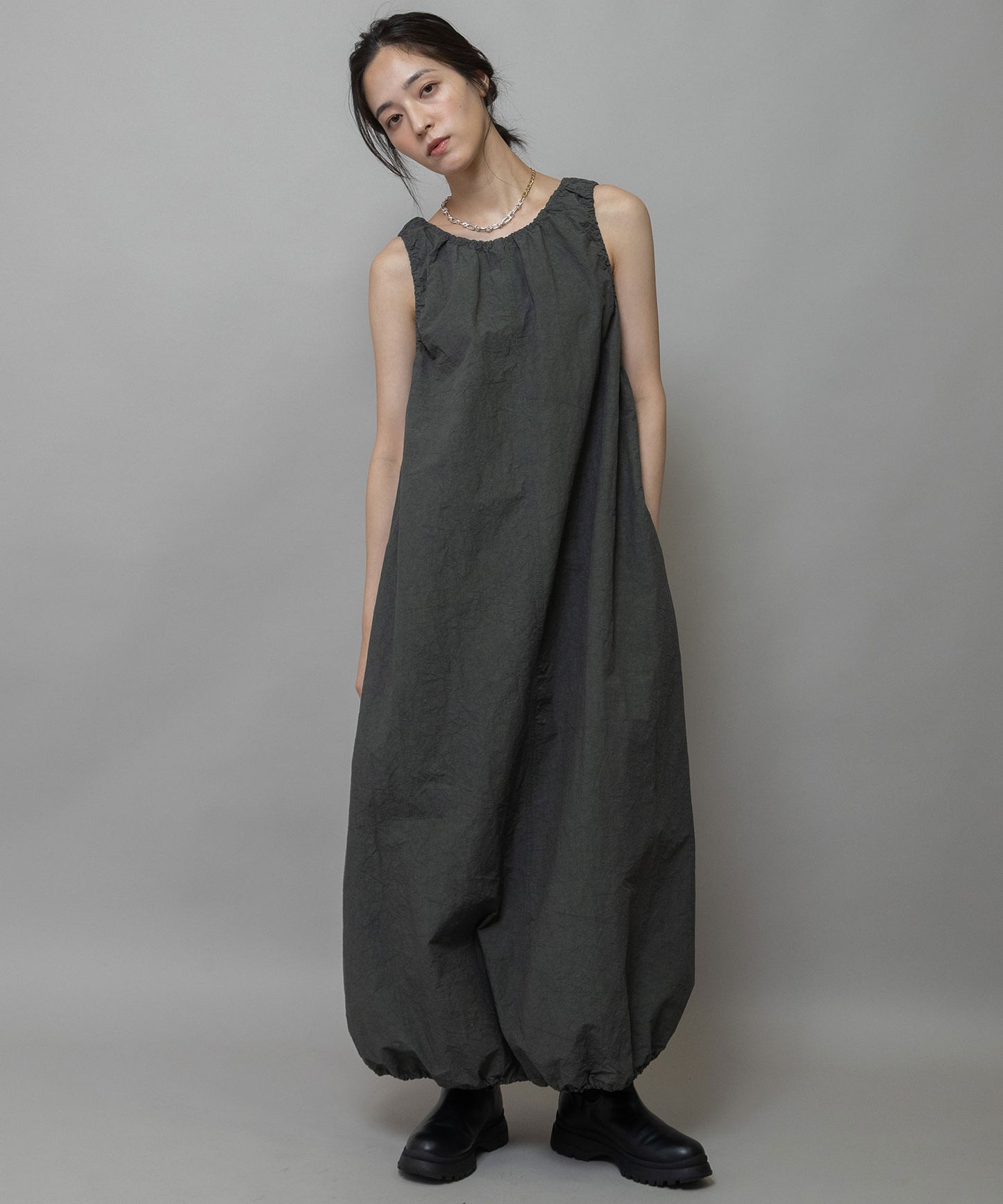 コットンリネンドローストリングワンピース