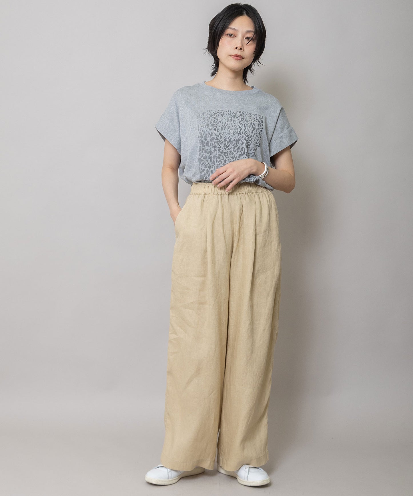 40sフレンチリネンキャンバスルーズワイドパンツ