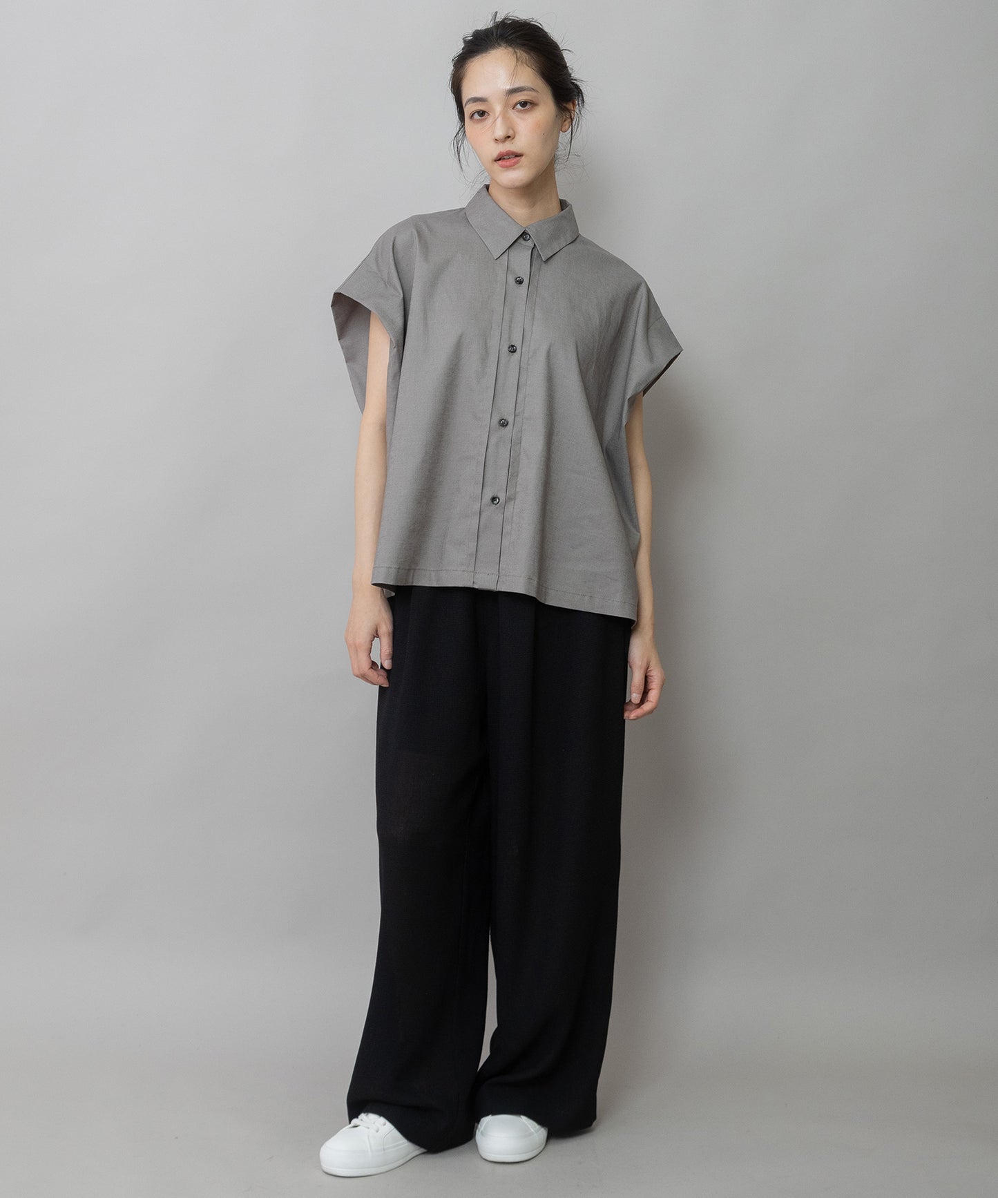 【UVカット】【接触冷感】ヘンプシャンブレータックスリーブシャツ