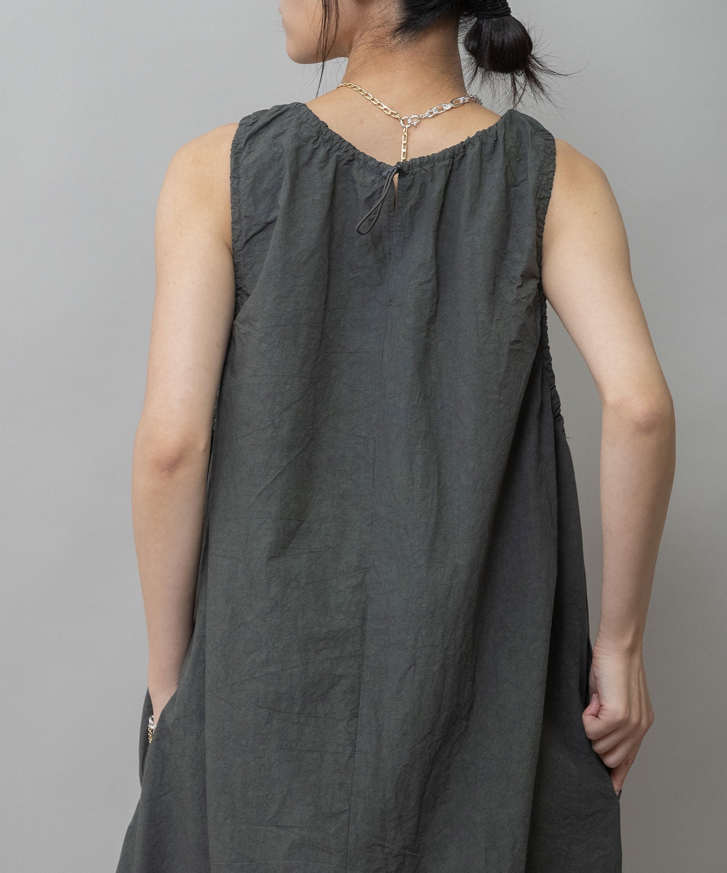 コットンリネンドローストリングワンピース