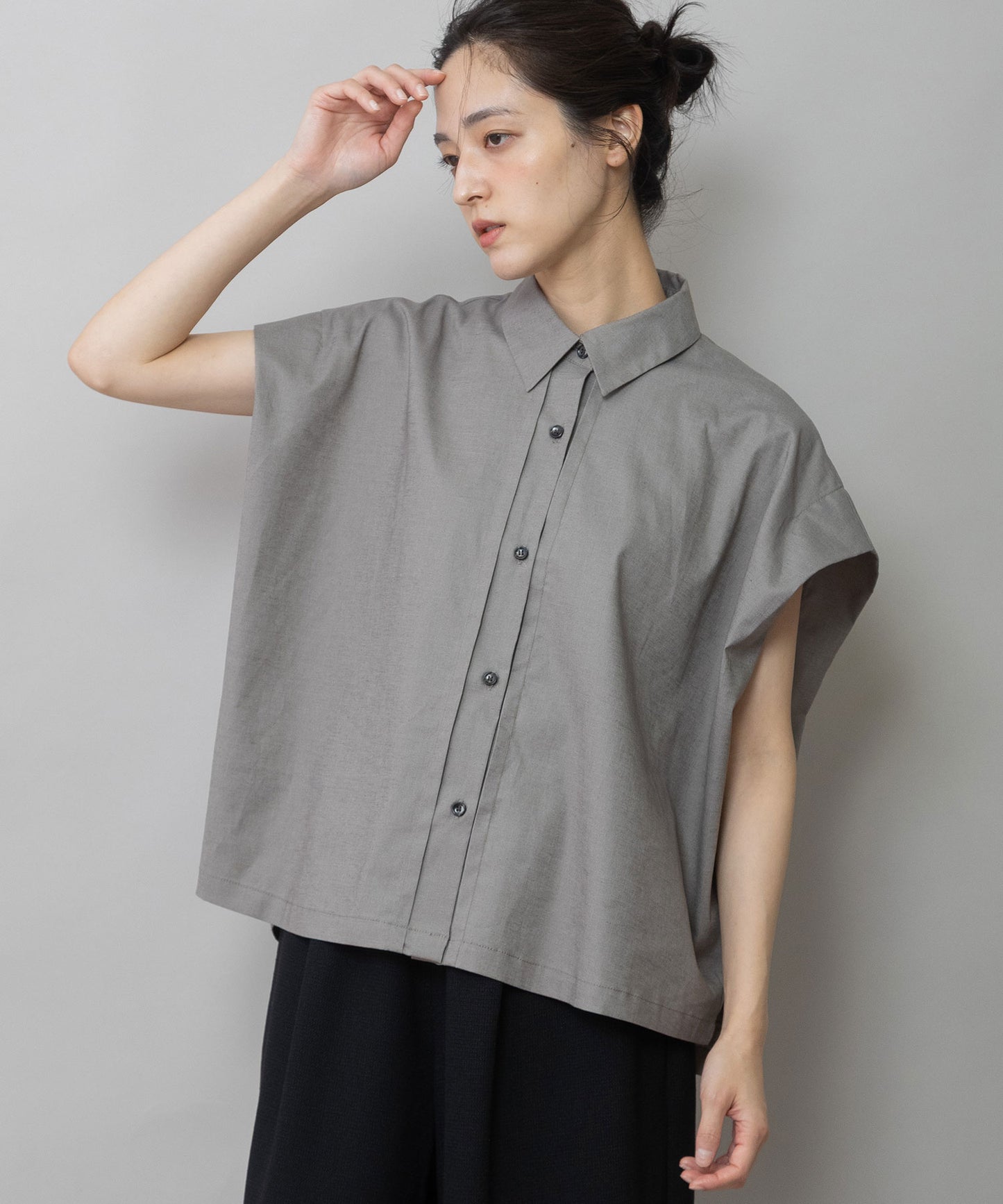 【UVカット】【接触冷感】ヘンプシャンブレータックスリーブシャツ