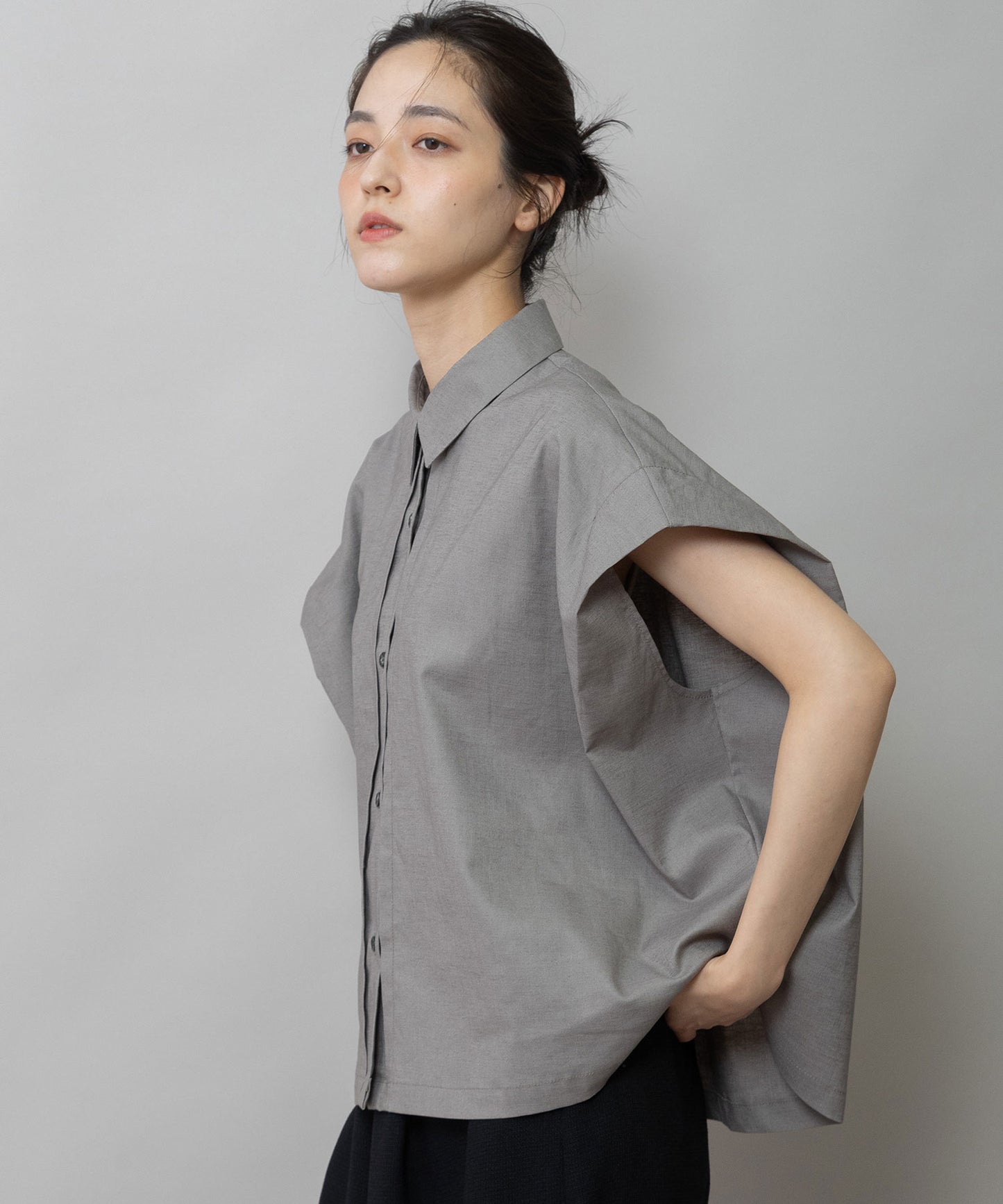 【UVカット】【接触冷感】ヘンプシャンブレータックスリーブシャツ