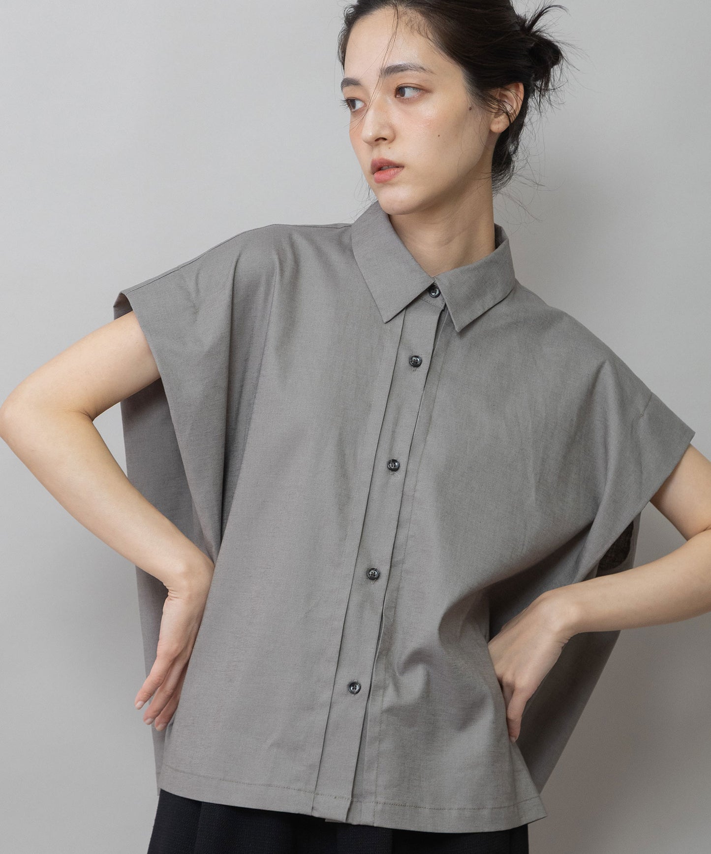 【UVカット】【接触冷感】ヘンプシャンブレータックスリーブシャツ