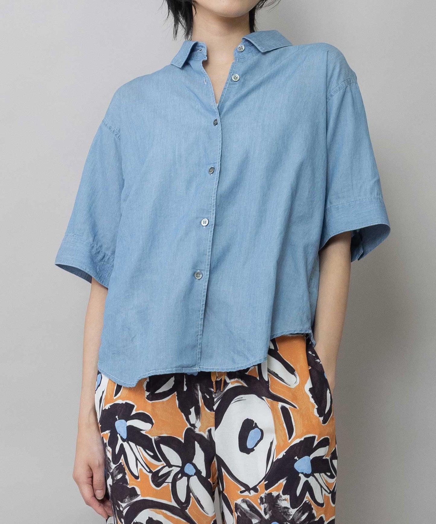 【速乾性】【通気性】2.25ozシアーデニムバックシャーリングカラーシャツ