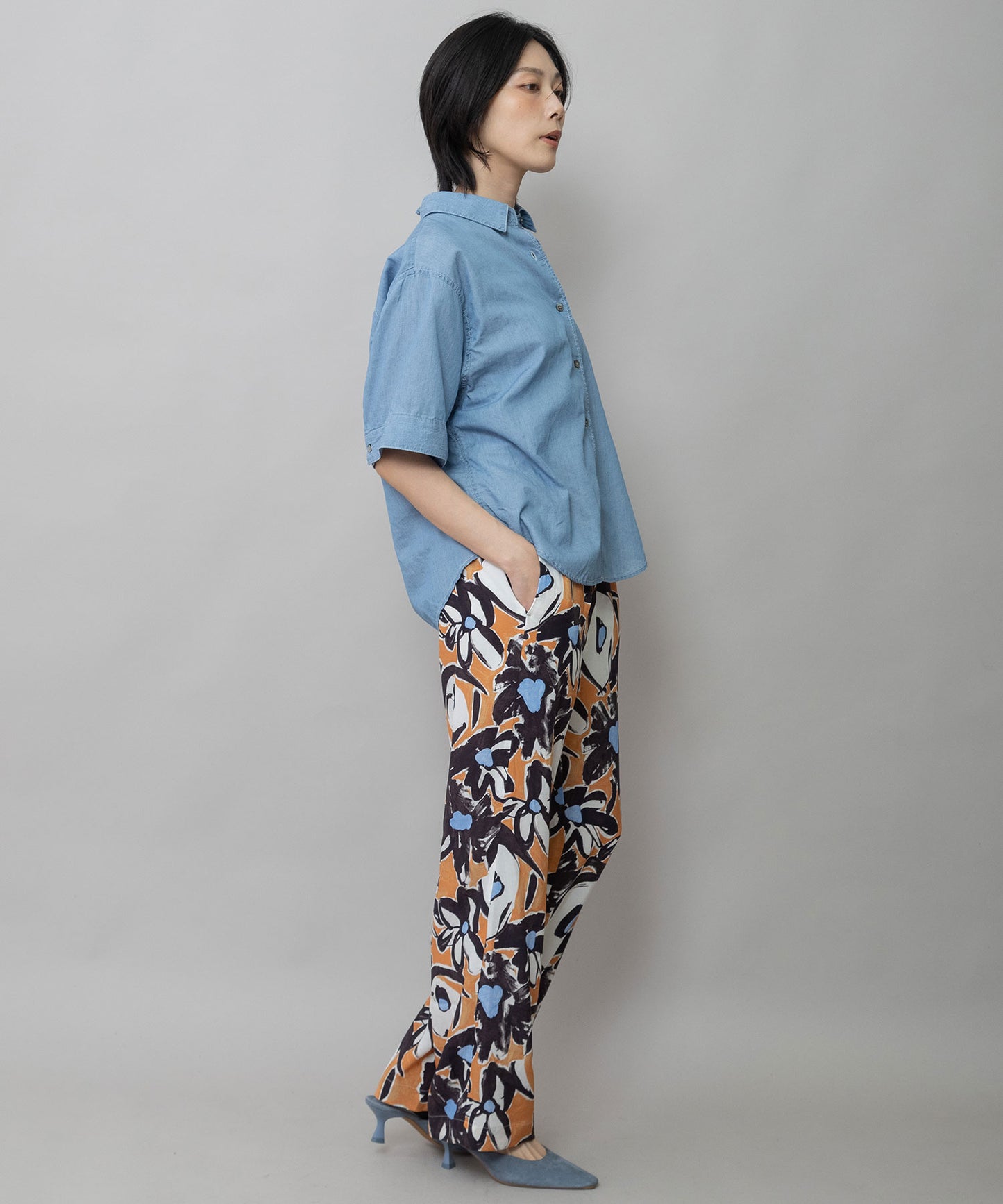 【速乾性】【通気性】2.25ozシアーデニムバックシャーリングカラーシャツ