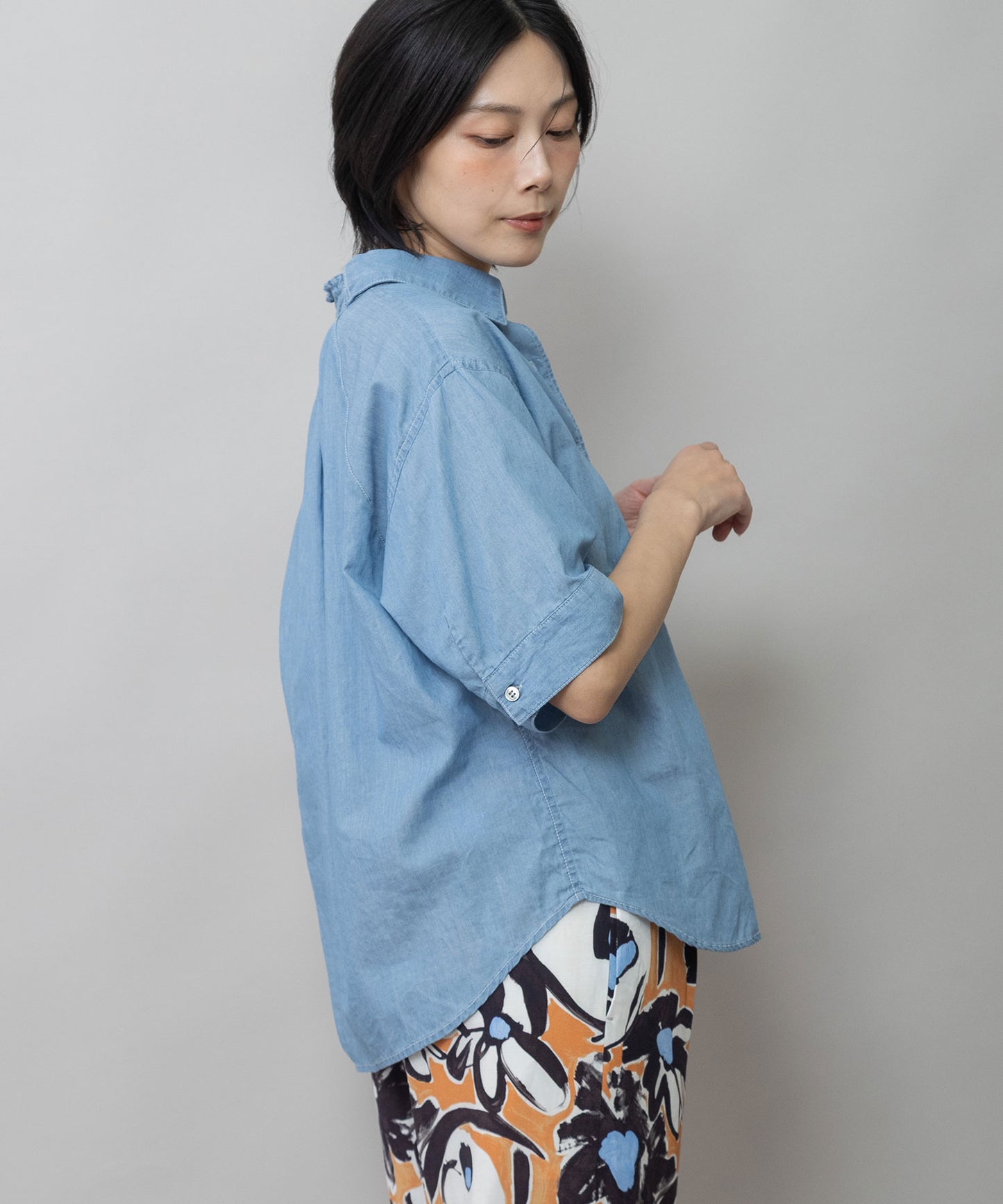 【速乾性】【通気性】2.25ozシアーデニムバックシャーリングカラーシャツ