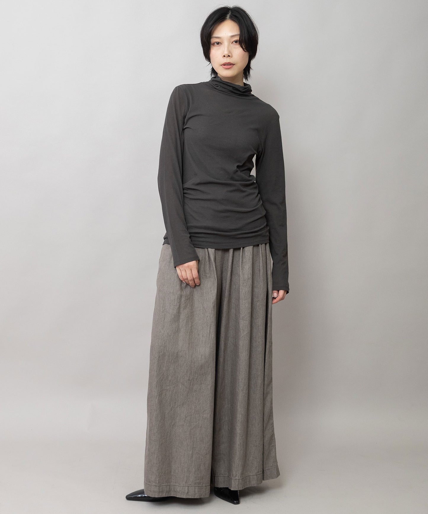 【定番】シアーストレッチリブタートルネックプルオーバー