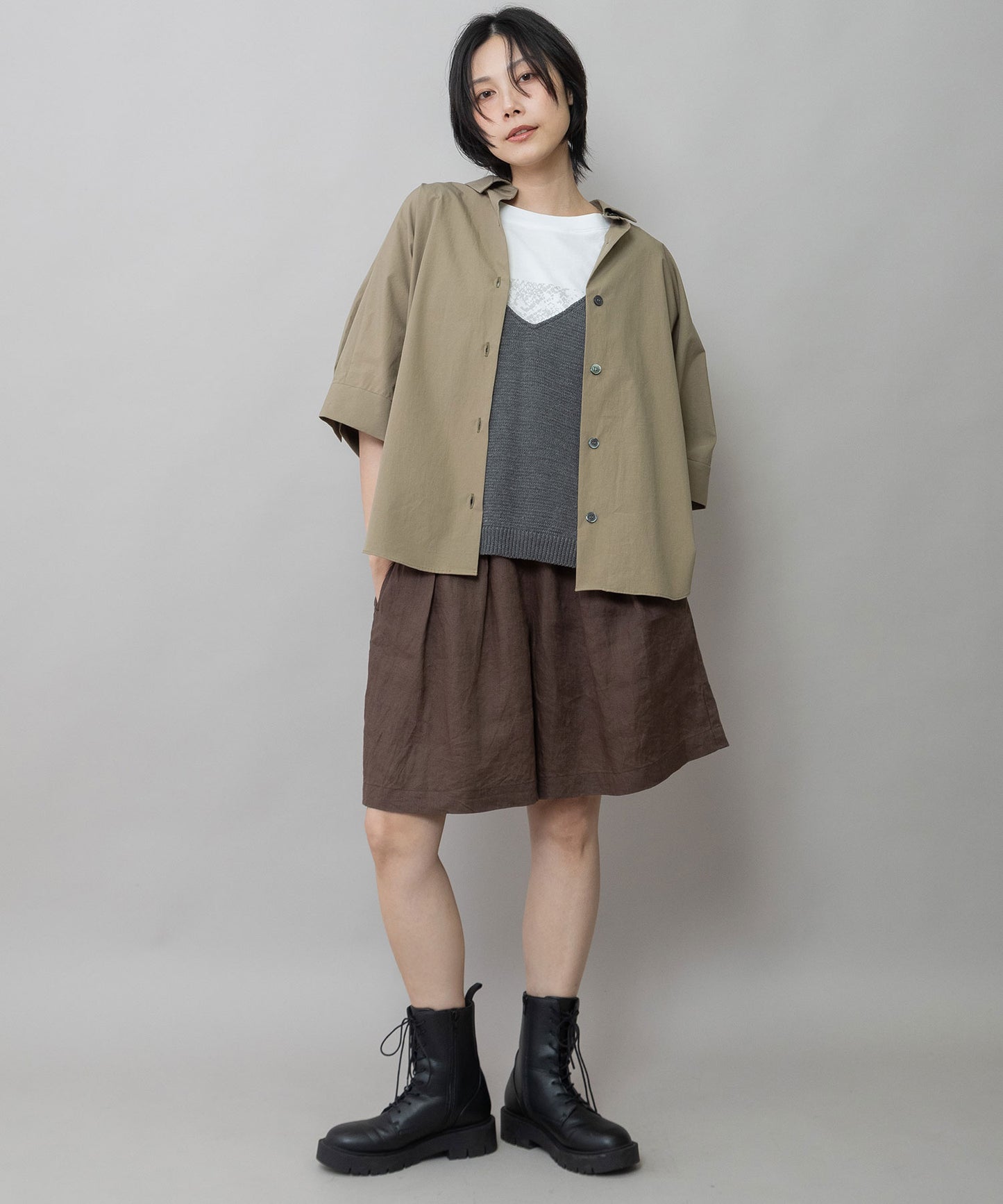 オーガニックコットンタイプライターハーフスリーブシャツ