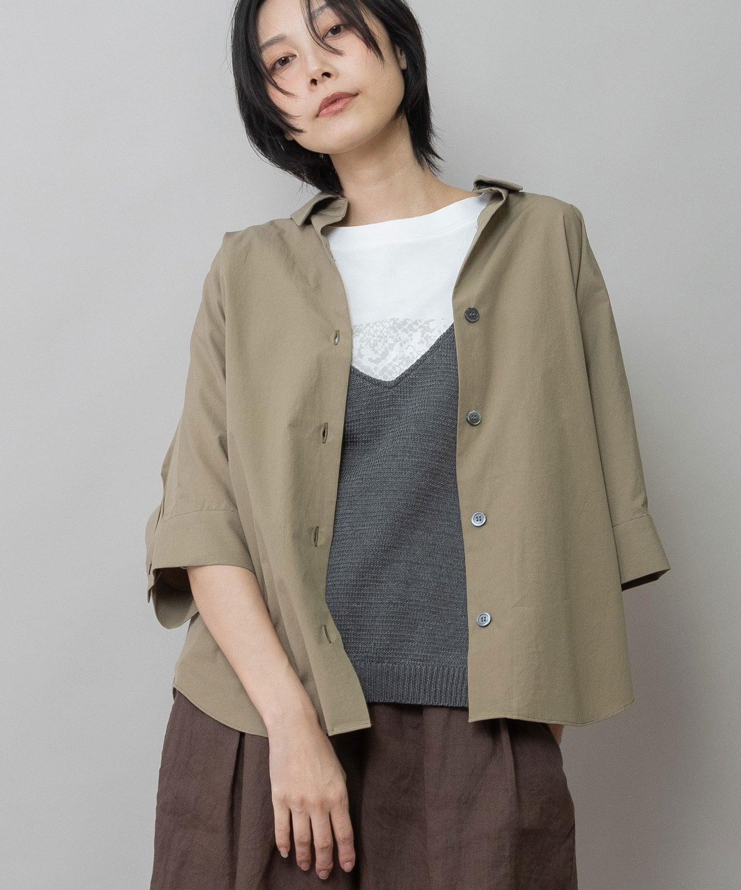 オーガニックコットンタイプライターハーフスリーブシャツ