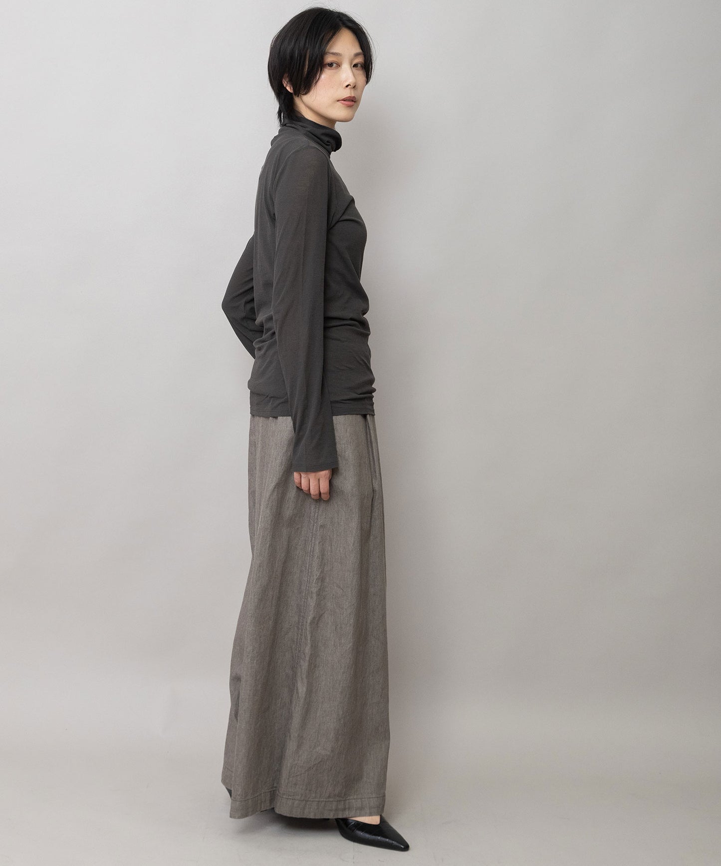 【定番】シアーストレッチリブタートルネックプルオーバー