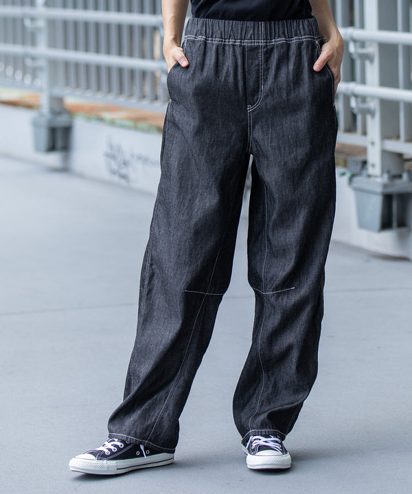コットンリヨセルデニムバレルイージーパンツ