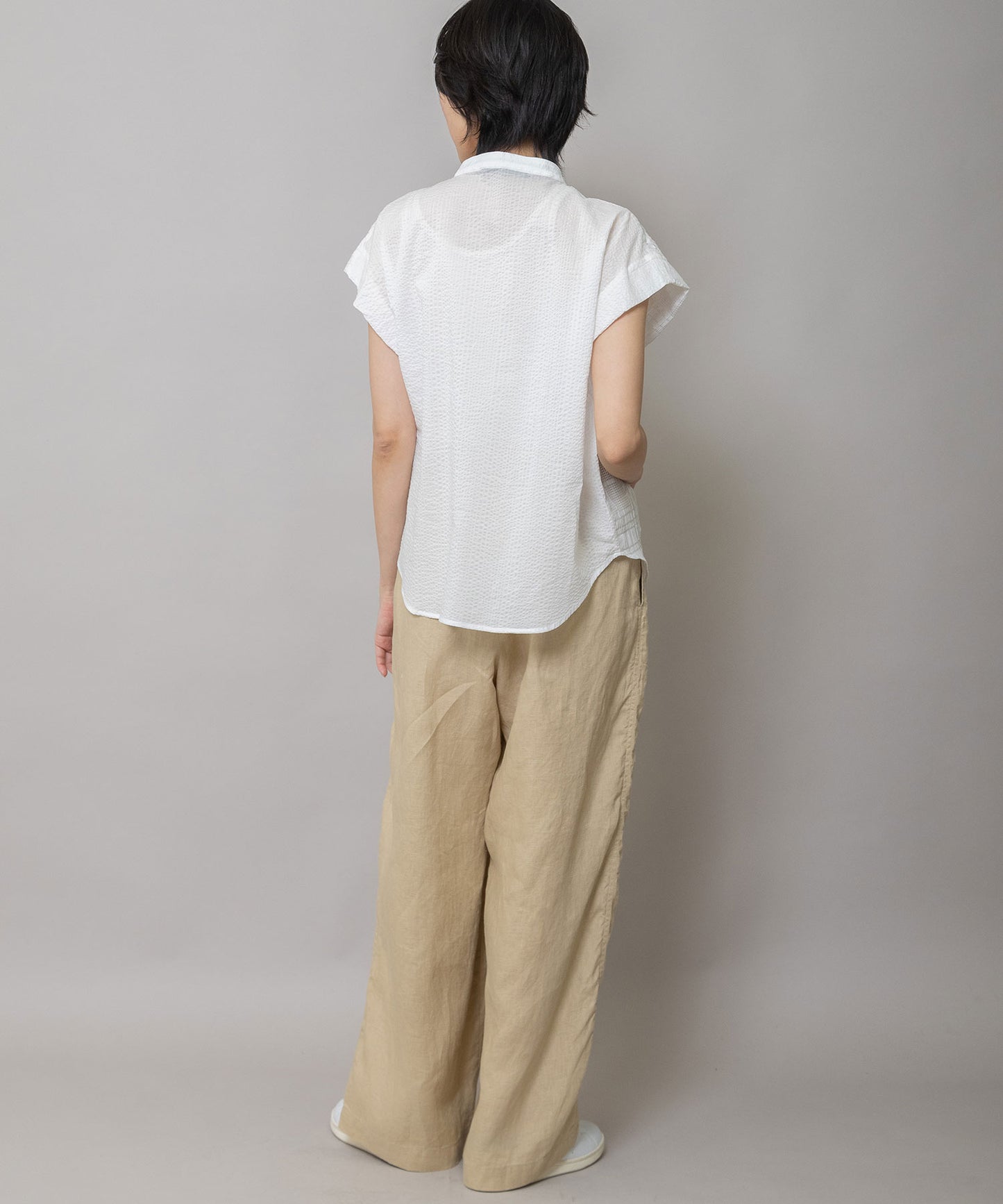 シアージャガードチェック×シワ加工ローンタックスリーブシャツ