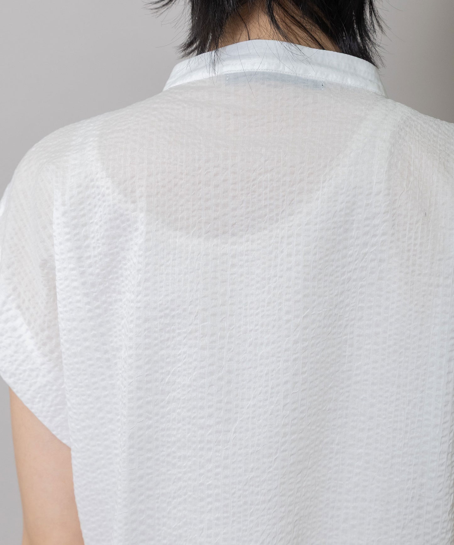 シアージャガードチェック×シワ加工ローンタックスリーブシャツ