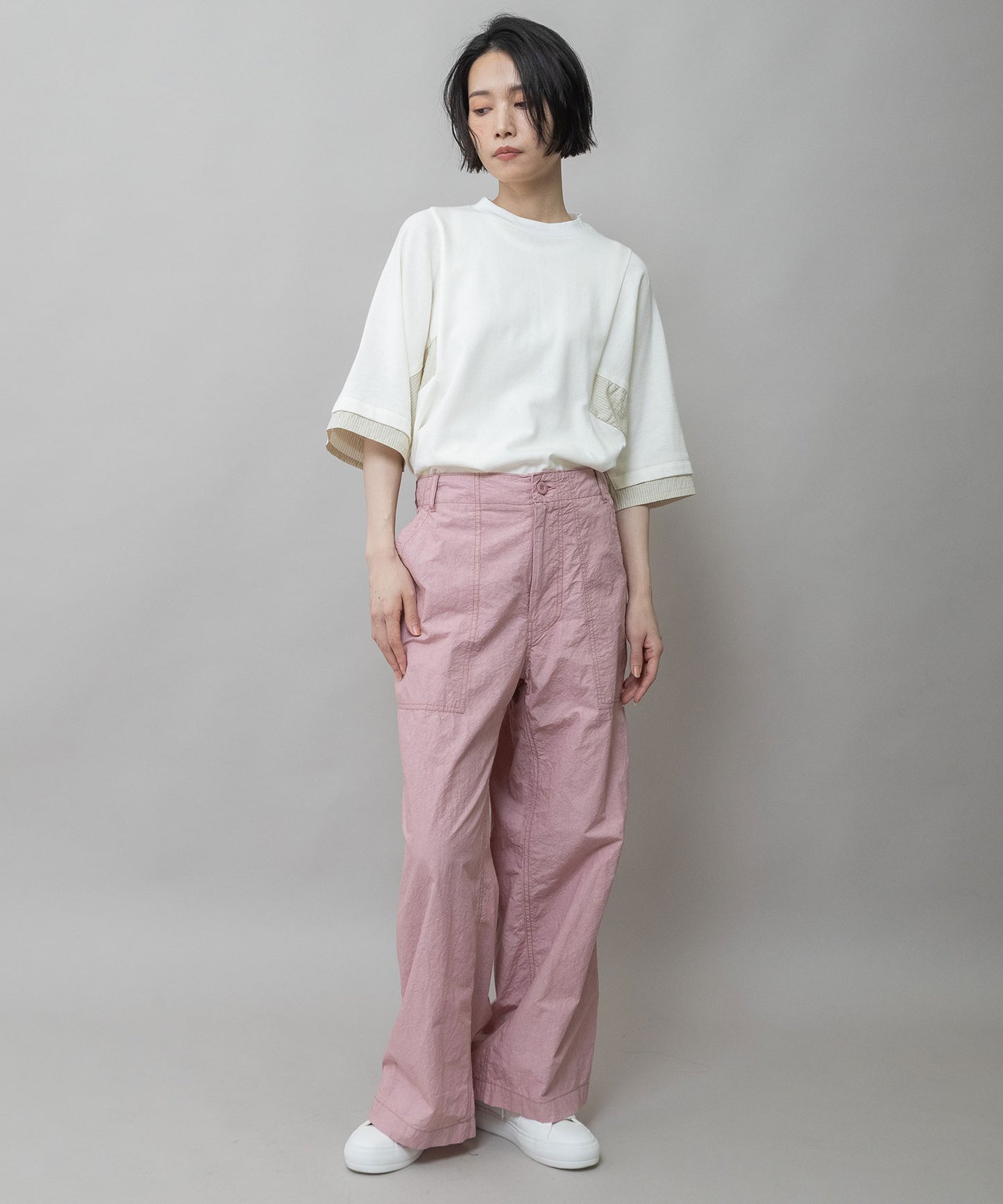 コットンリネンタイプライターベイカーパンツ