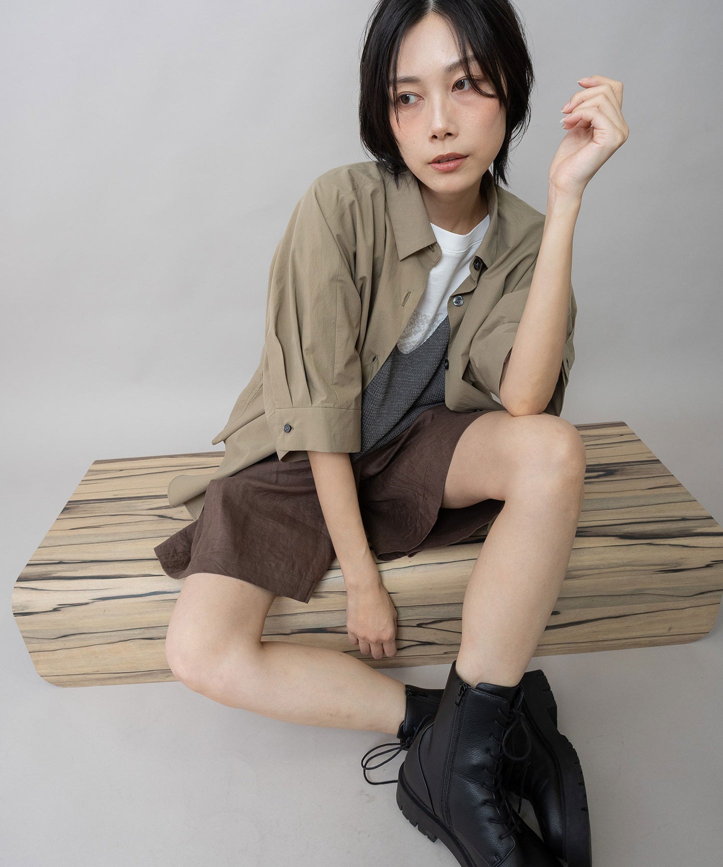 オーガニックコットンタイプライターハーフスリーブシャツ