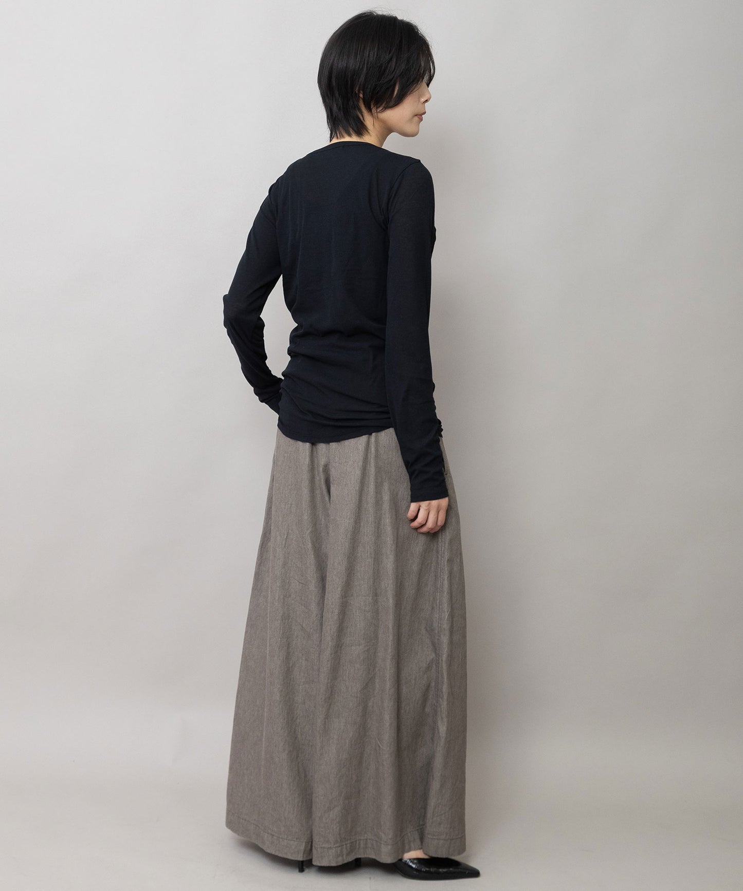 【定番】シアーストレッチリブクルーネックプルオーバー