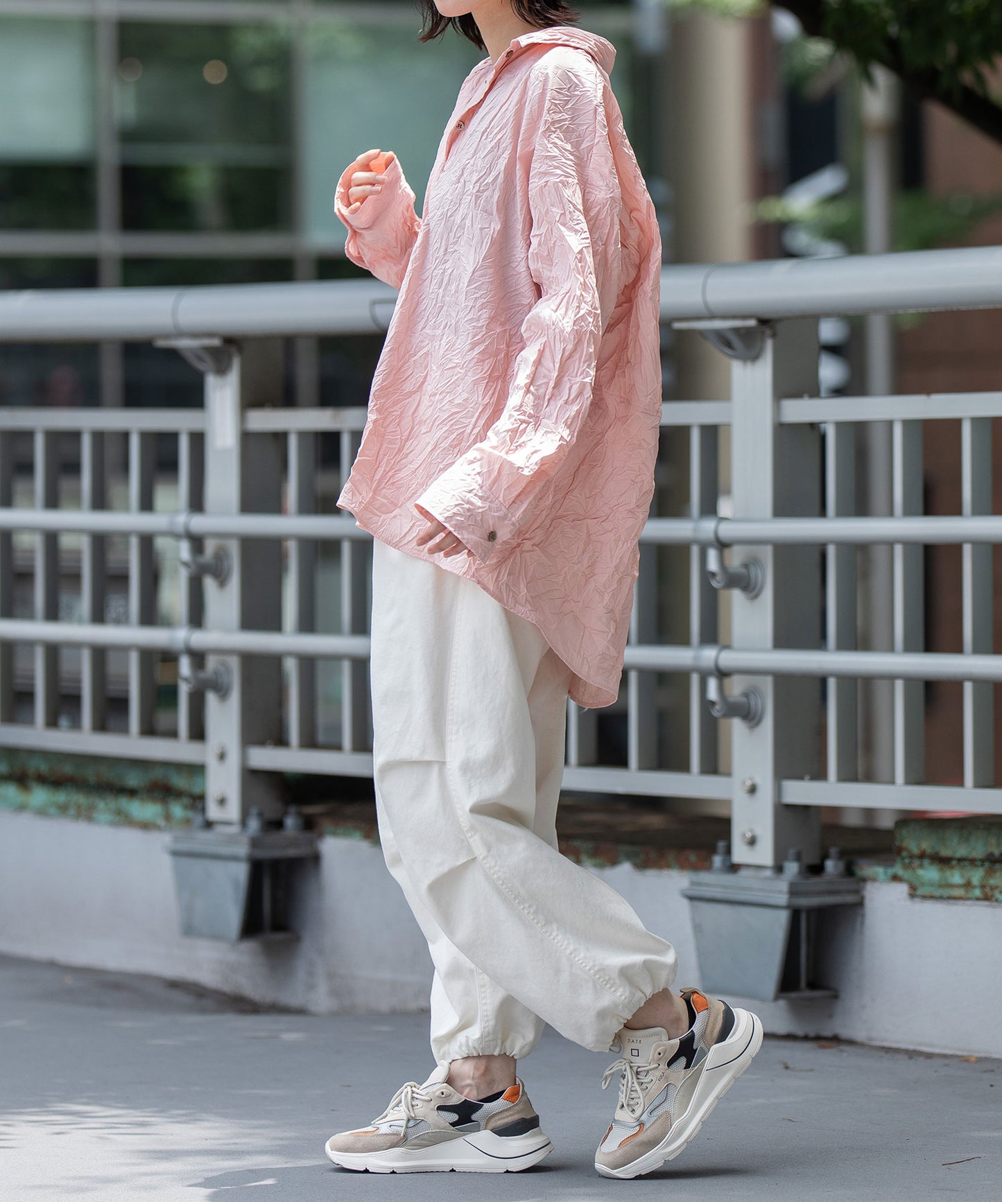 ワッシャーブロード＆ストライププルオーバーシャツ