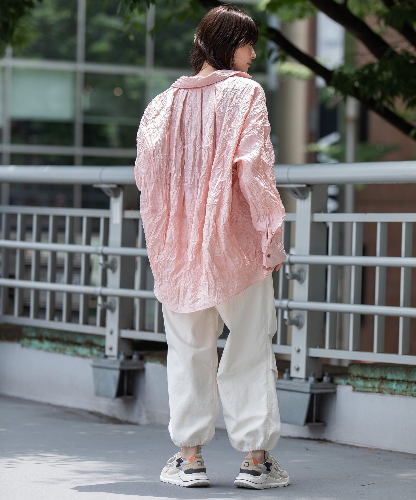 ワッシャーブロード＆ストライププルオーバーシャツ