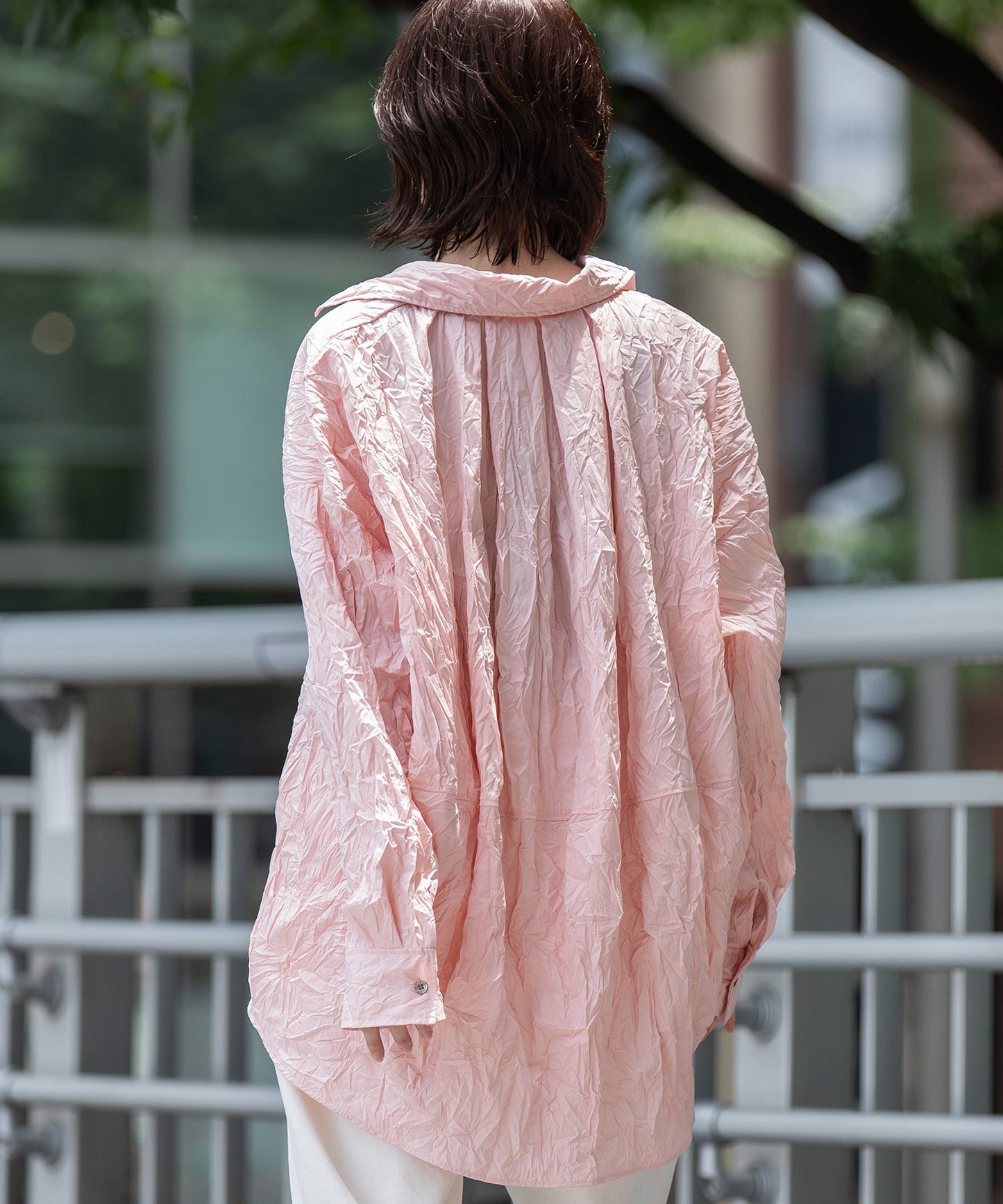 ワッシャーブロード＆ストライププルオーバーシャツ