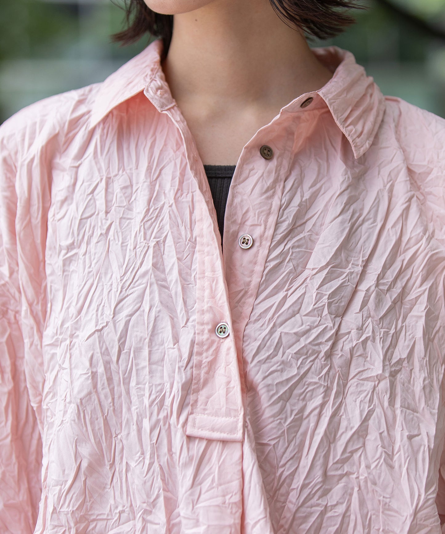 ワッシャーブロード＆ストライププルオーバーシャツ