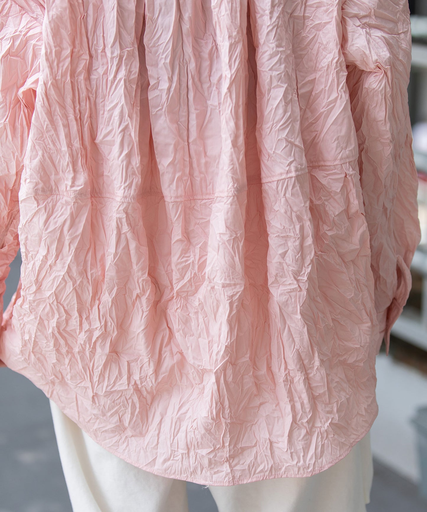 ワッシャーブロード＆ストライププルオーバーシャツ