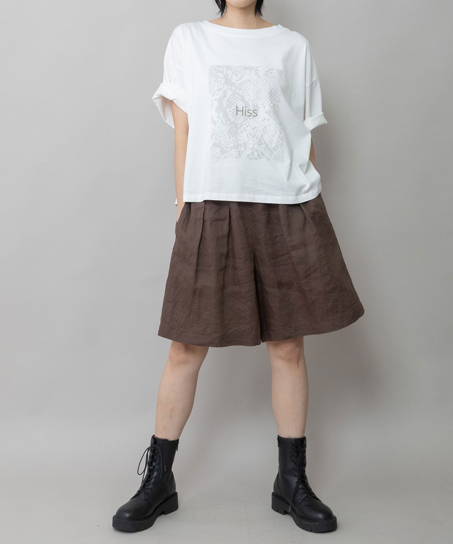【吸水性】【発散性】40sフレンチリネンワイドハーフパンツ
