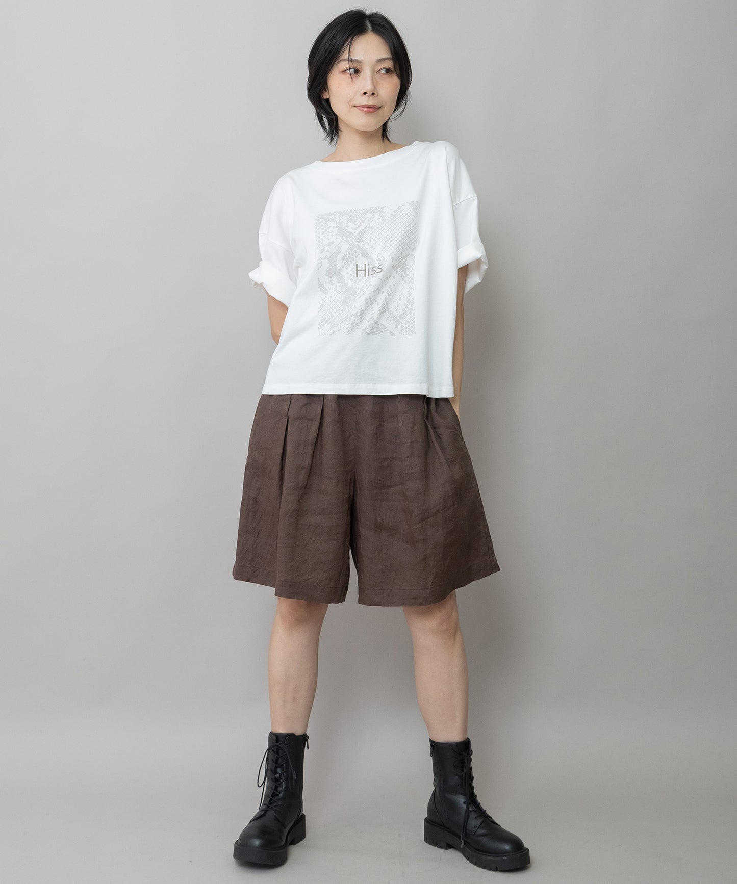 コットンジャージパイソン柄プリントTシャツ