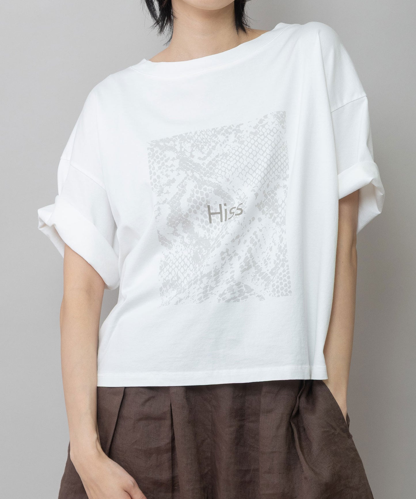 コットンジャージパイソン柄プリントTシャツ