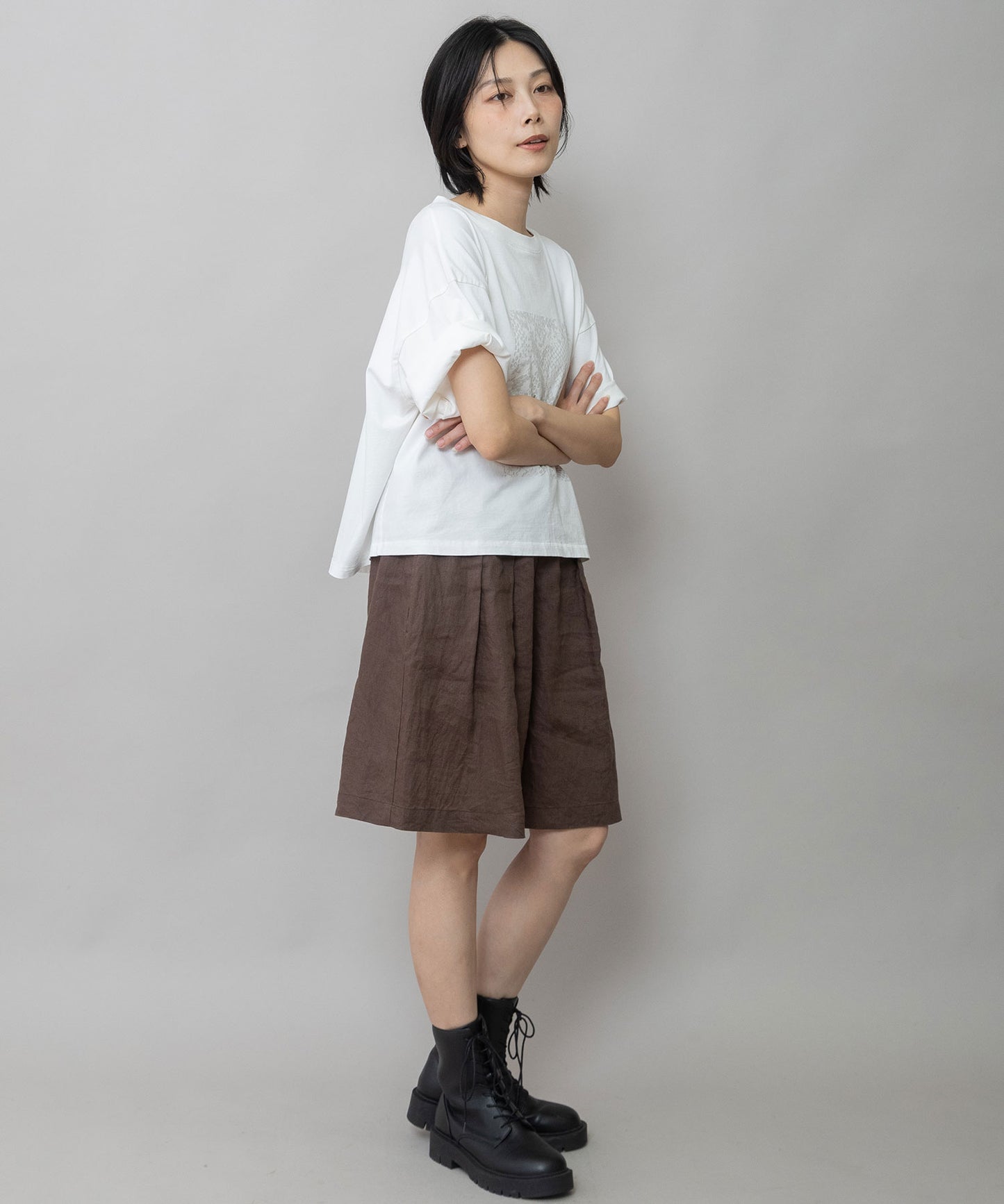 【吸水性】【発散性】40sフレンチリネンワイドハーフパンツ