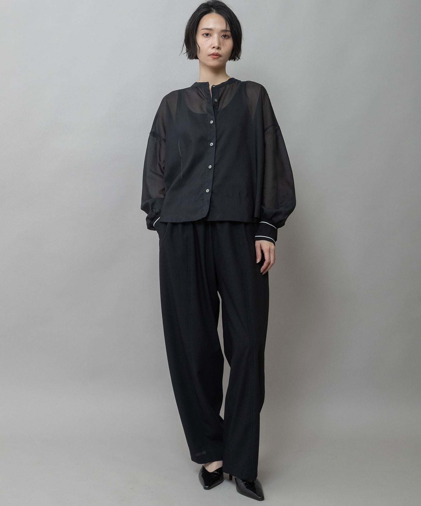 シアーボイル×ニットリブカフスシャツ