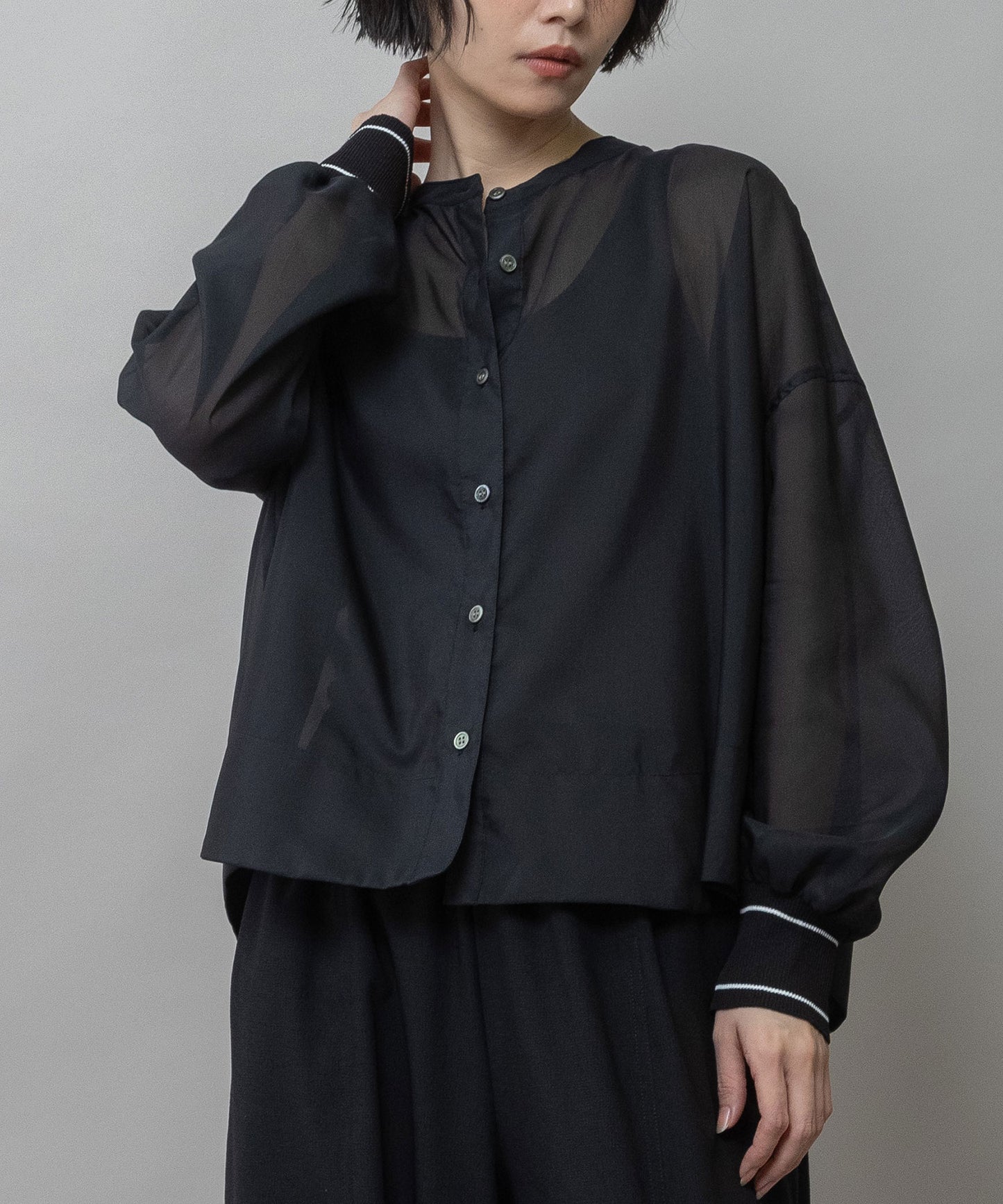 シアーボイル×ニットリブカフスシャツ