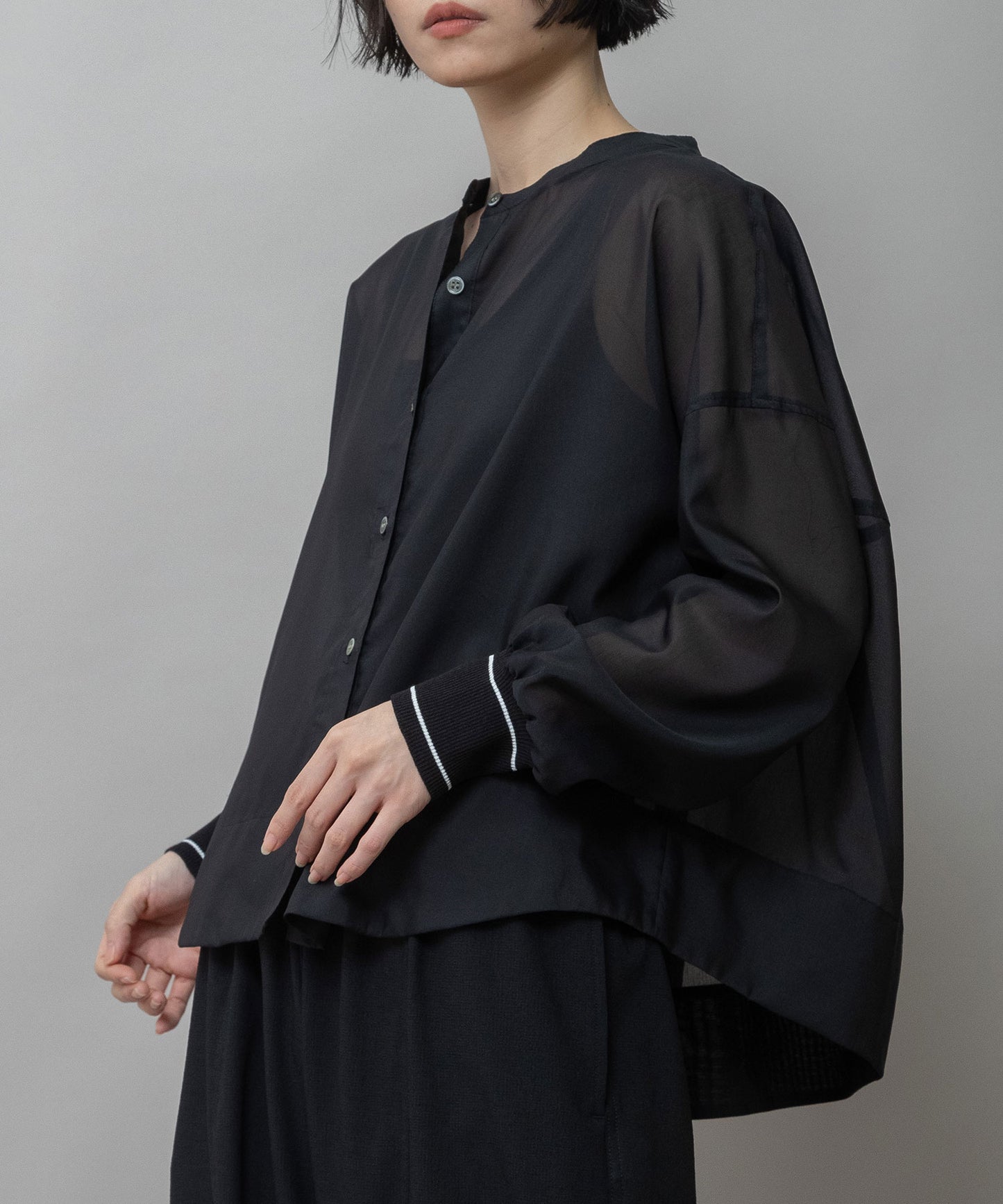 シアーボイル×ニットリブカフスシャツ