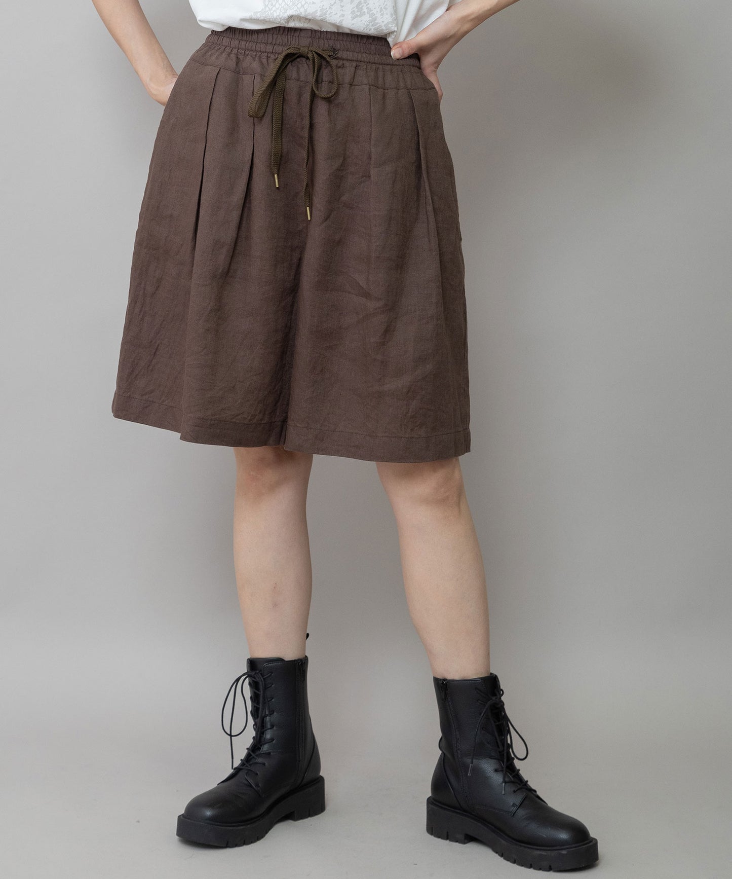 【吸水性】【発散性】40sフレンチリネンワイドハーフパンツ