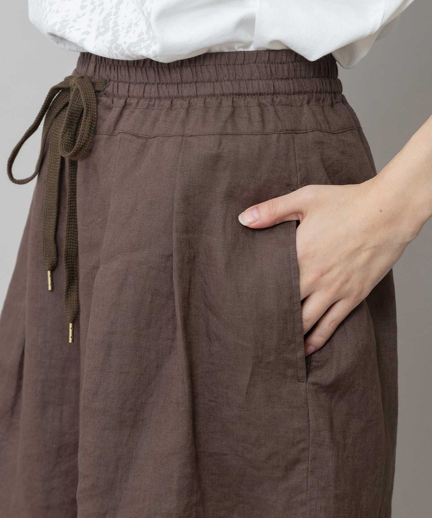 【吸水性】【発散性】40sフレンチリネンワイドハーフパンツ