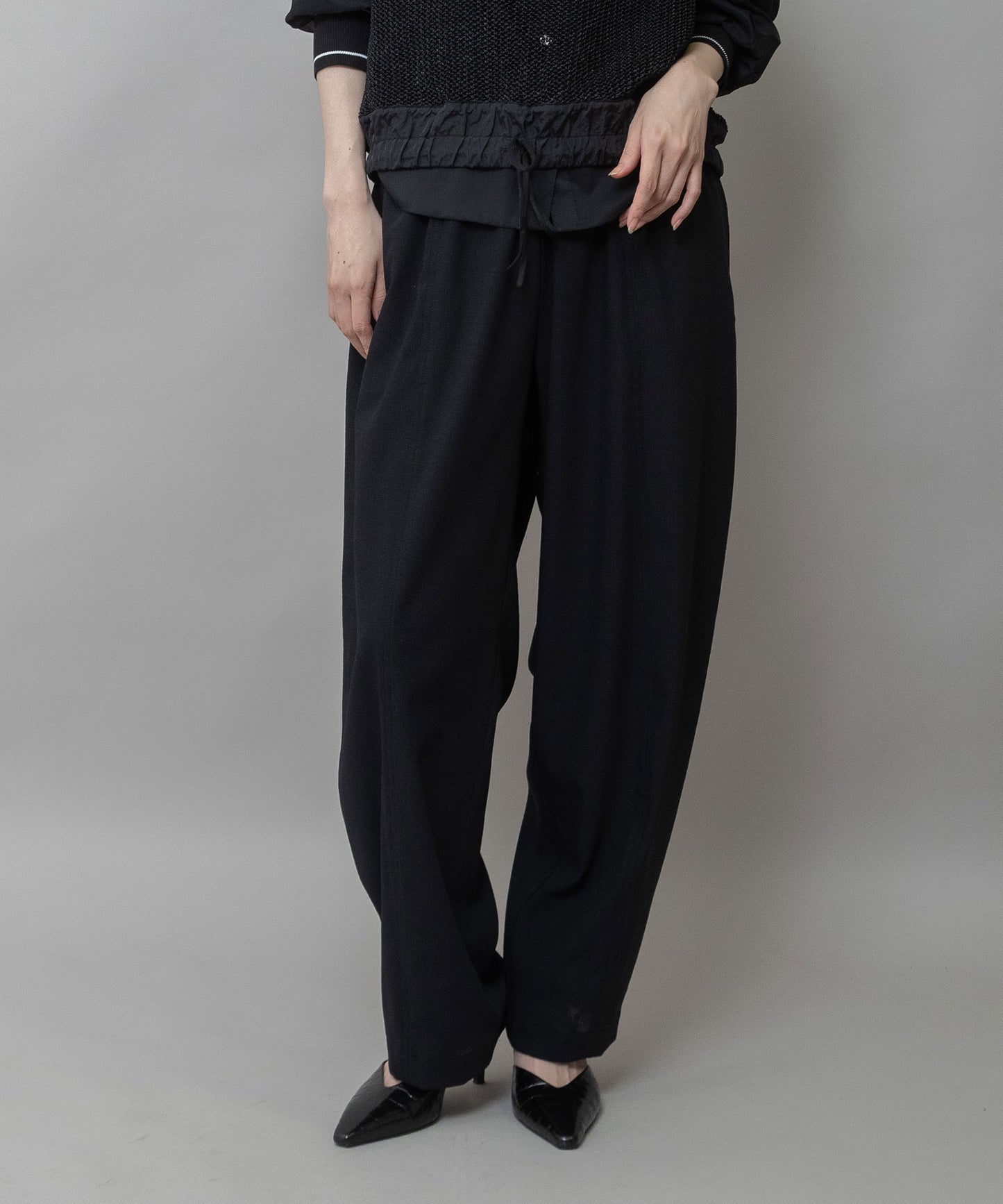 【UVカット】【防シワ】【ウォッシャブル】ストレッチサップバレルパンツ