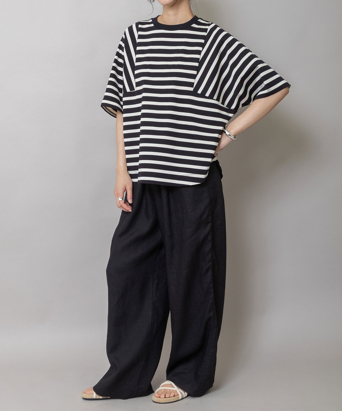 40sフレンチリネンキャンバスルーズワイドパンツ