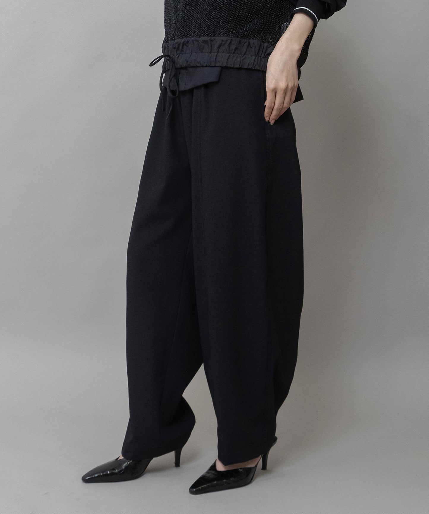 【UVカット】【防シワ】【ウォッシャブル】ストレッチサップバレルパンツ