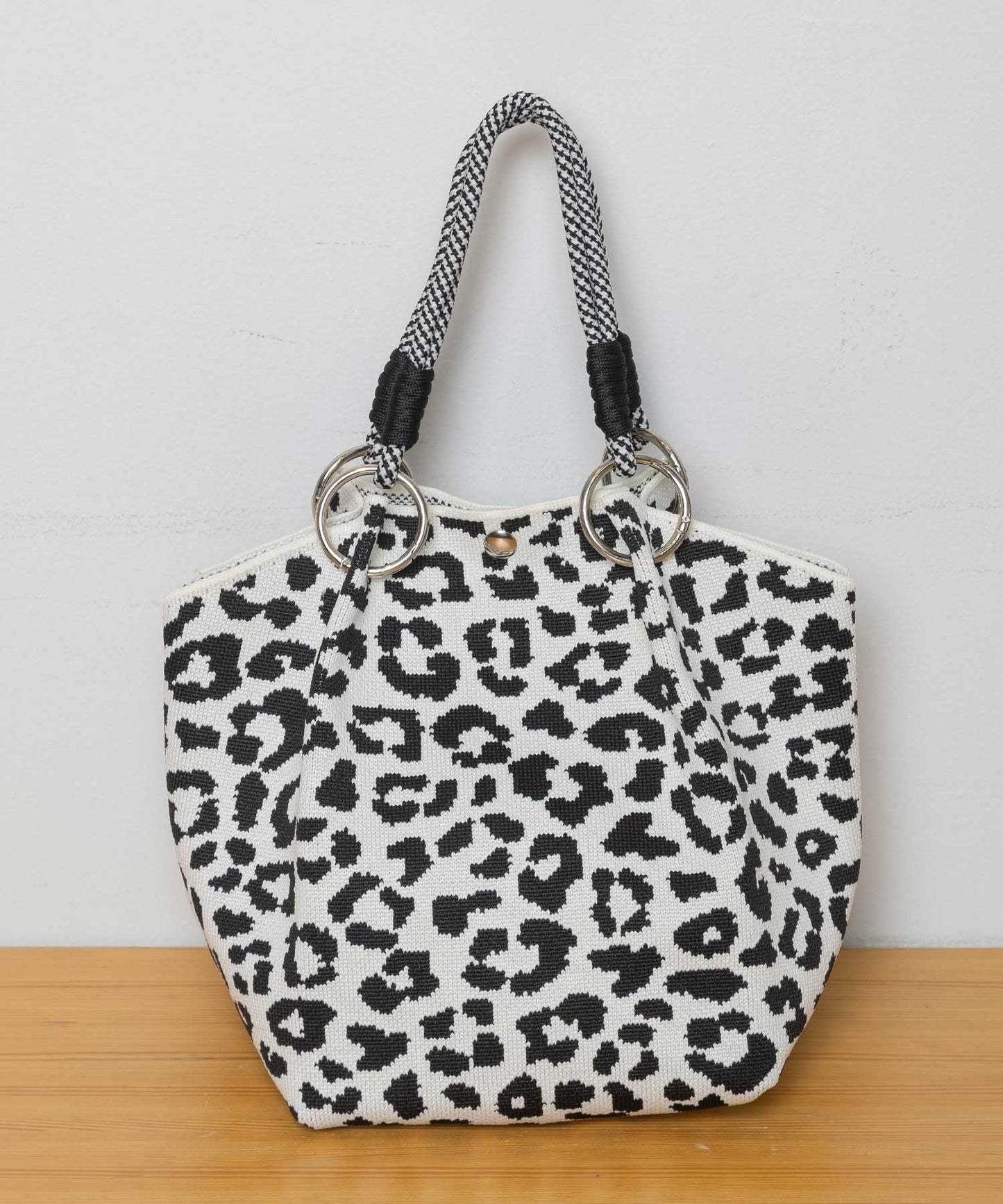 レオパードジャガードハンドバッグ