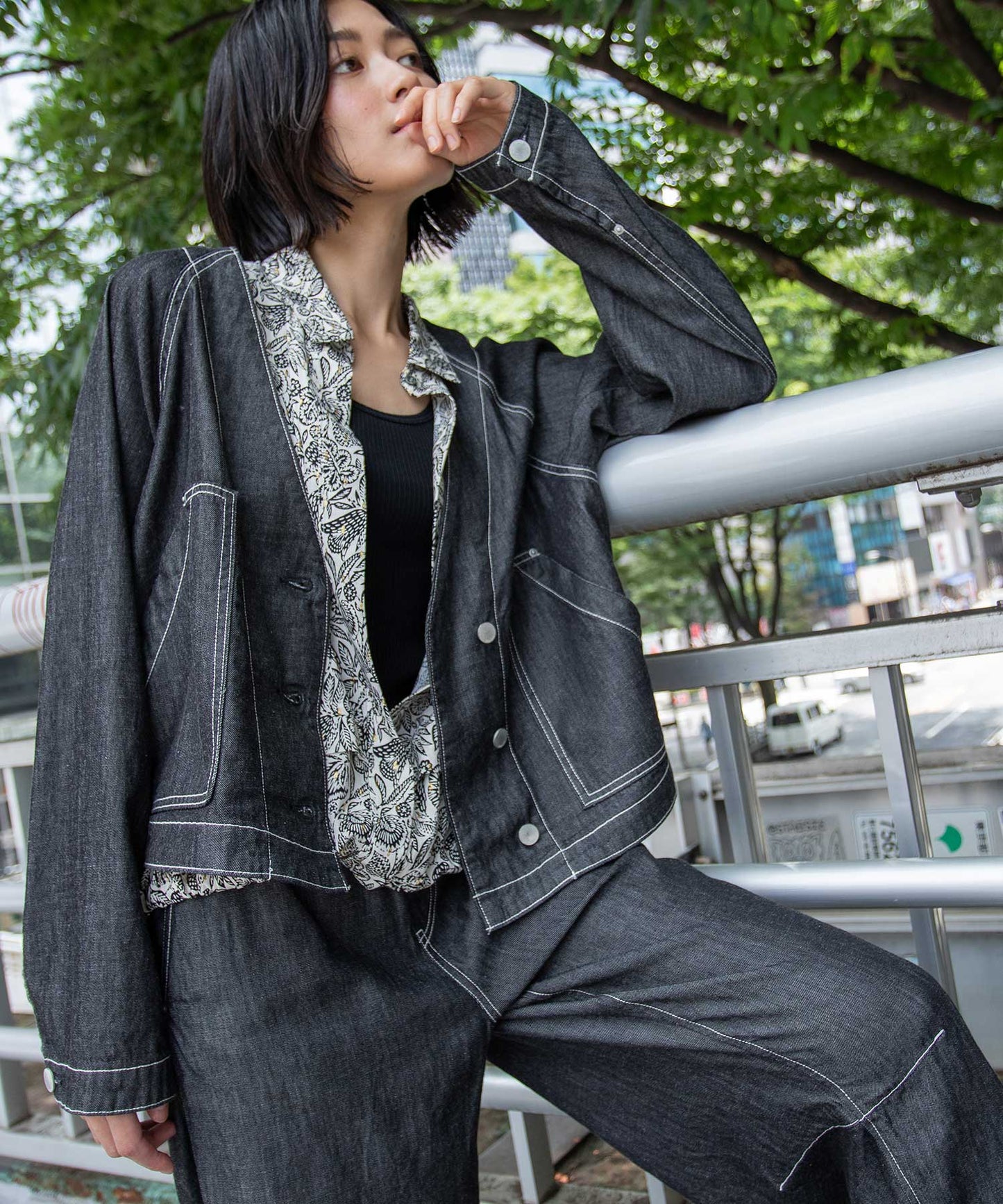 コットンリヨセルデニムコンパクトジャケット