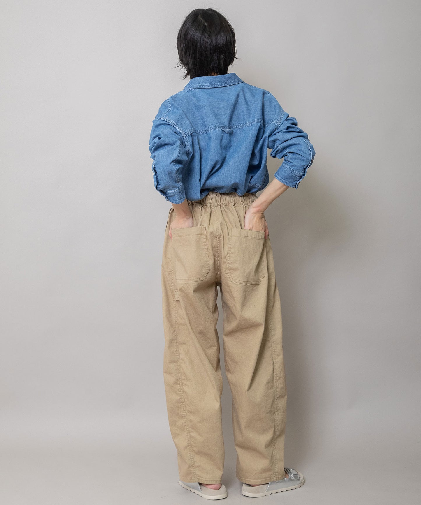 6ozスラブデニムバックコクーンシャツ