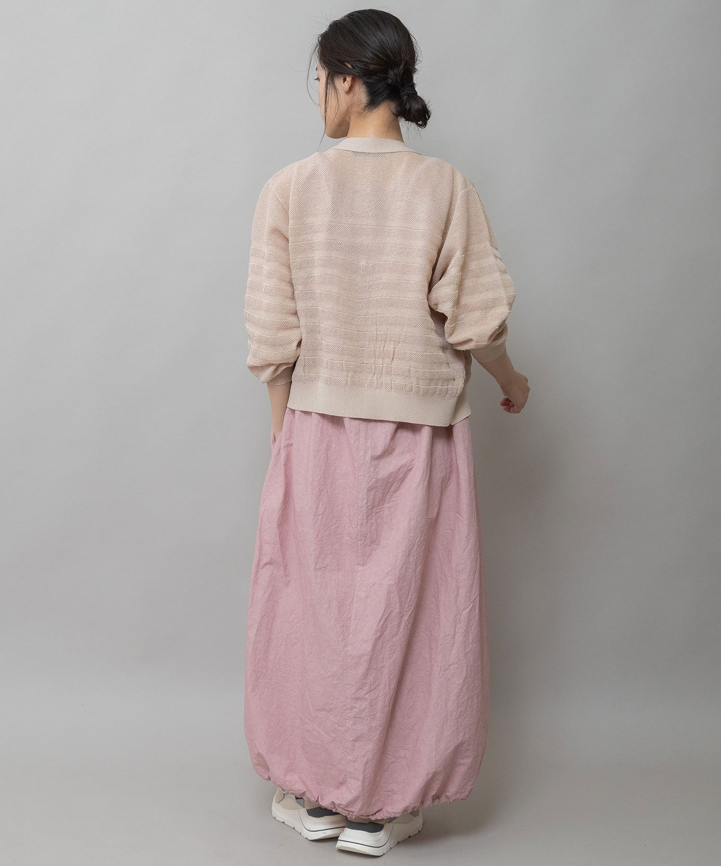 メッシュジャガードボーダーニットジップカーディガン